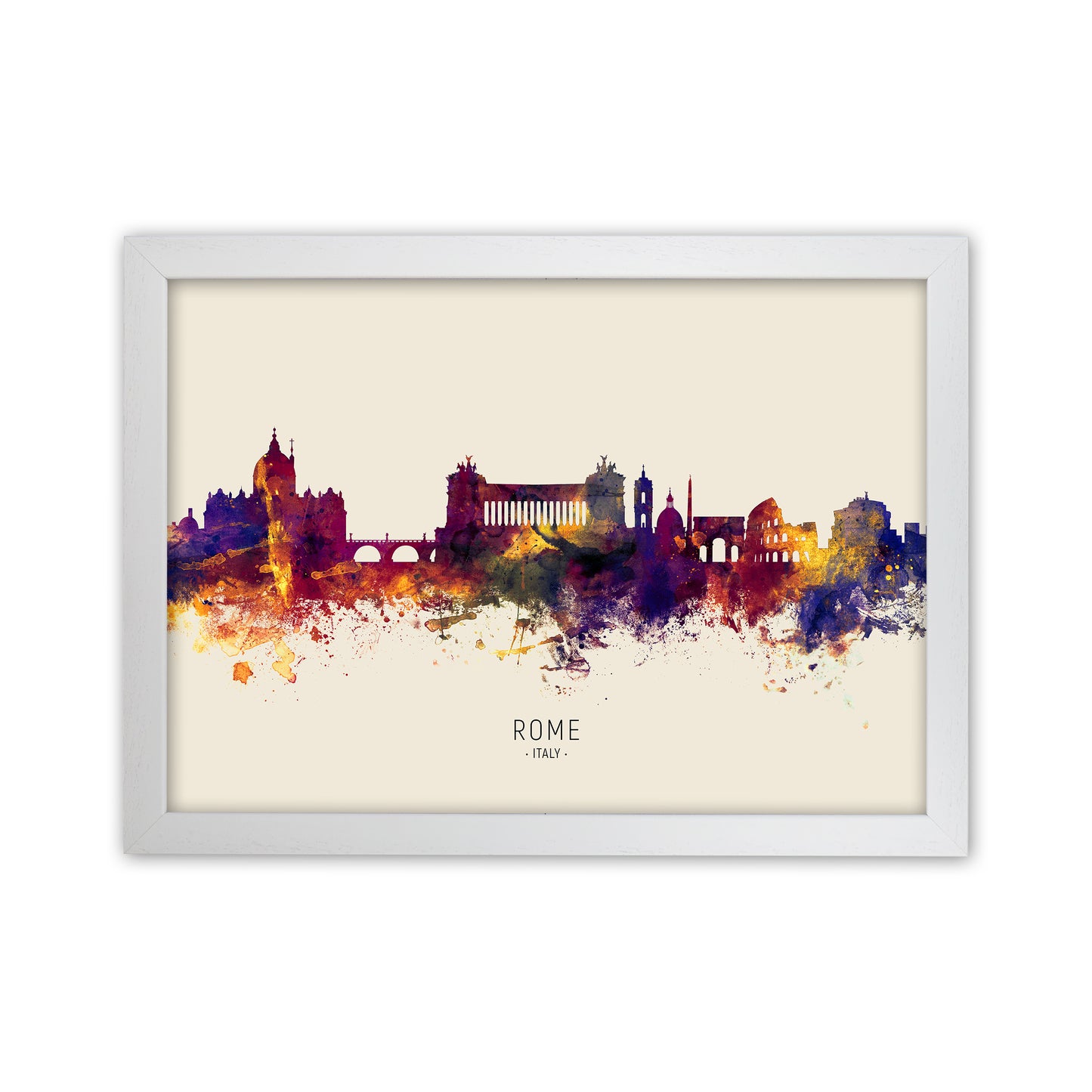 Rome Italy Skyline Autumn City Name Art Print by Michael Tompsett White Grain