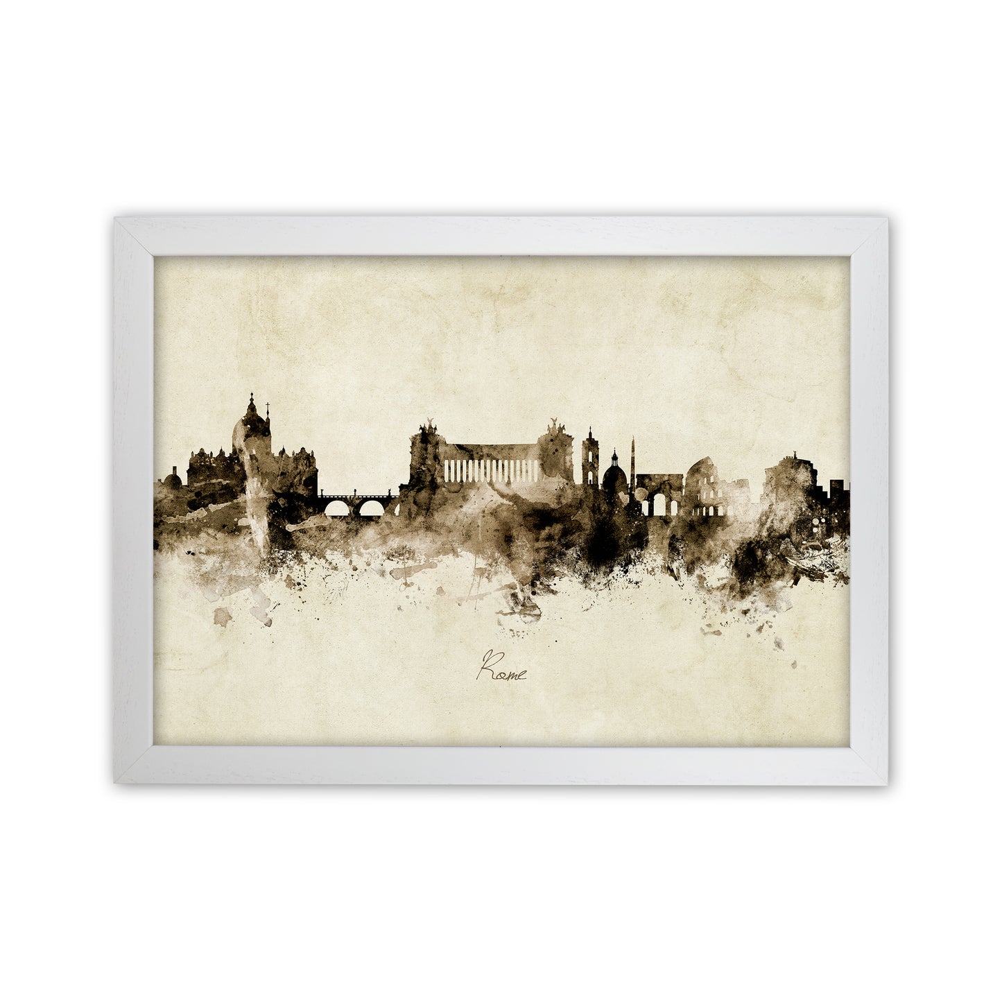 Rome Italy Skyline Vintage Art Print by Michael Tompsett White Grain