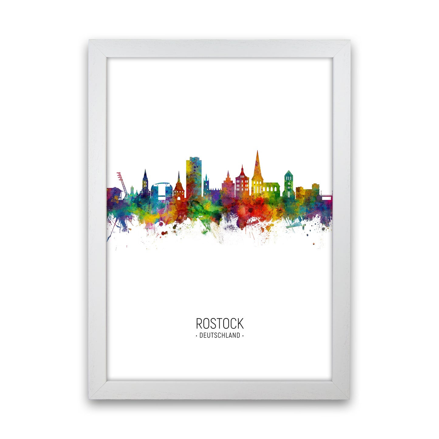 Rostock Germany Skyline Portrait Art Print by Michael Tompsett White Grain