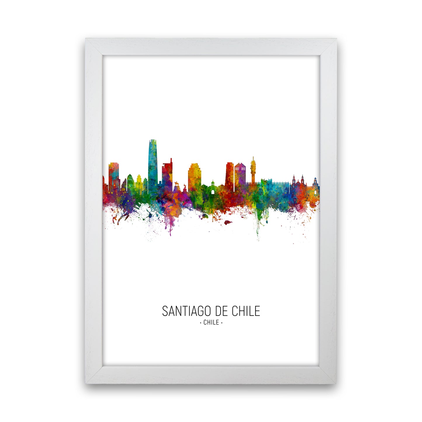 Santiago De Chile Chile Skyline Portrait Art Print by Michael Tompsett White Grain