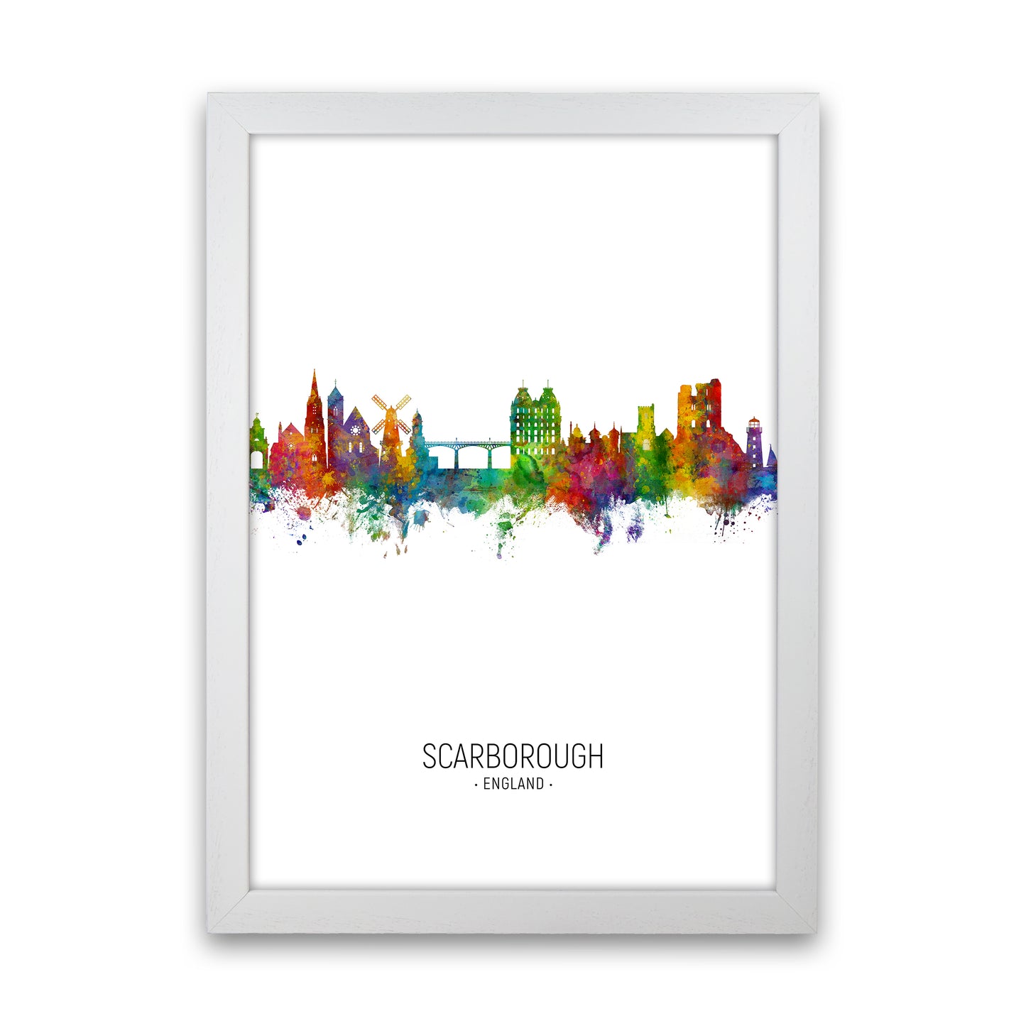 Scarborough England Skyline Portrait Art Print by Michael Tompsett White Grain