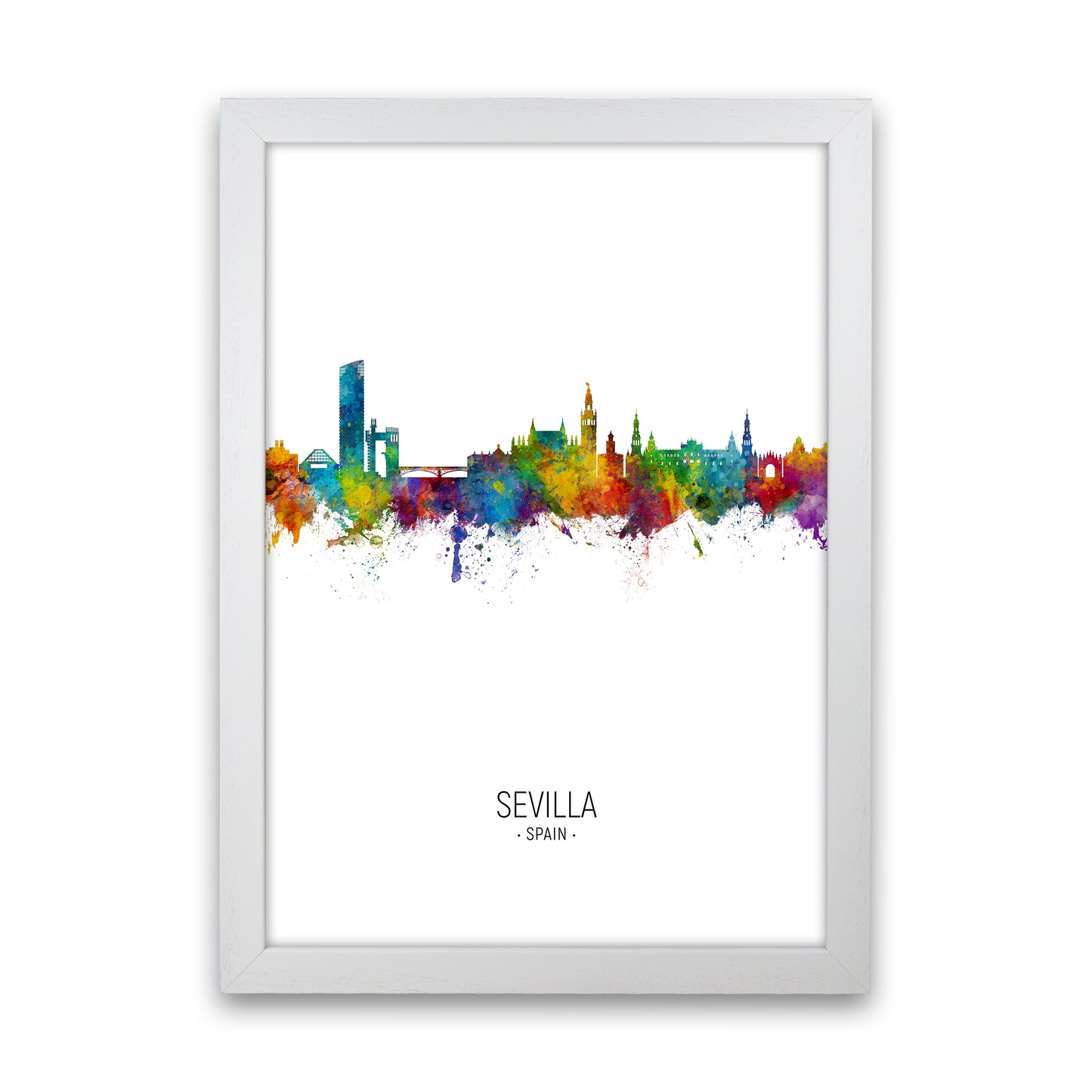 Sevilla Spain Skyline Portrait Art Print by Michael Tompsett White Grain