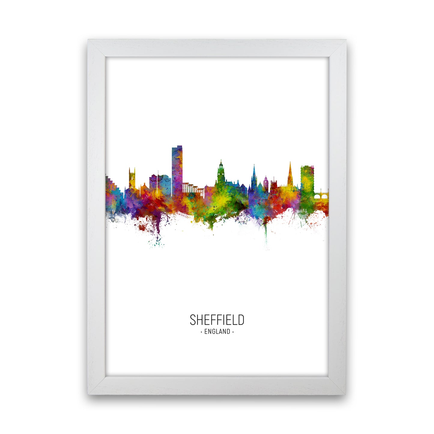 Sheffield England Skyline Portrait Art Print by Michael Tompsett White Grain