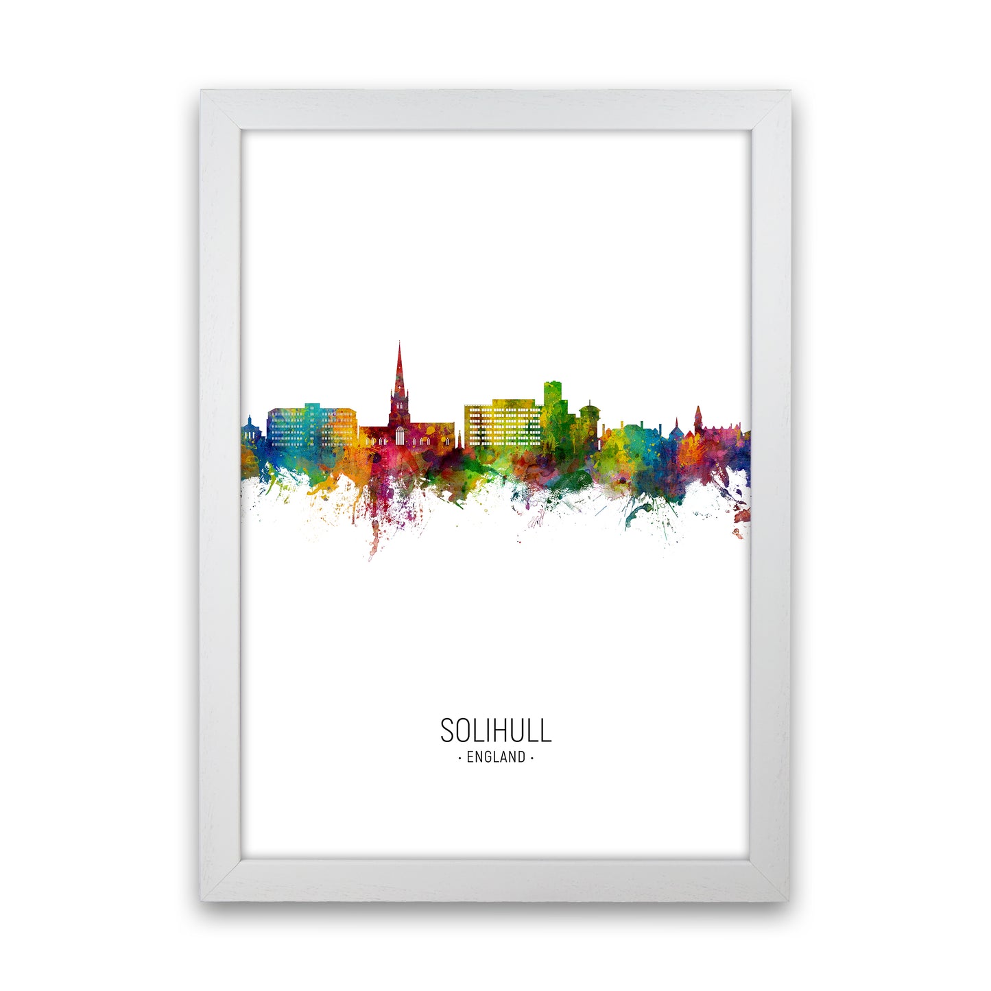 Solihull England Skyline Portrait Art Print by Michael Tompsett White Grain