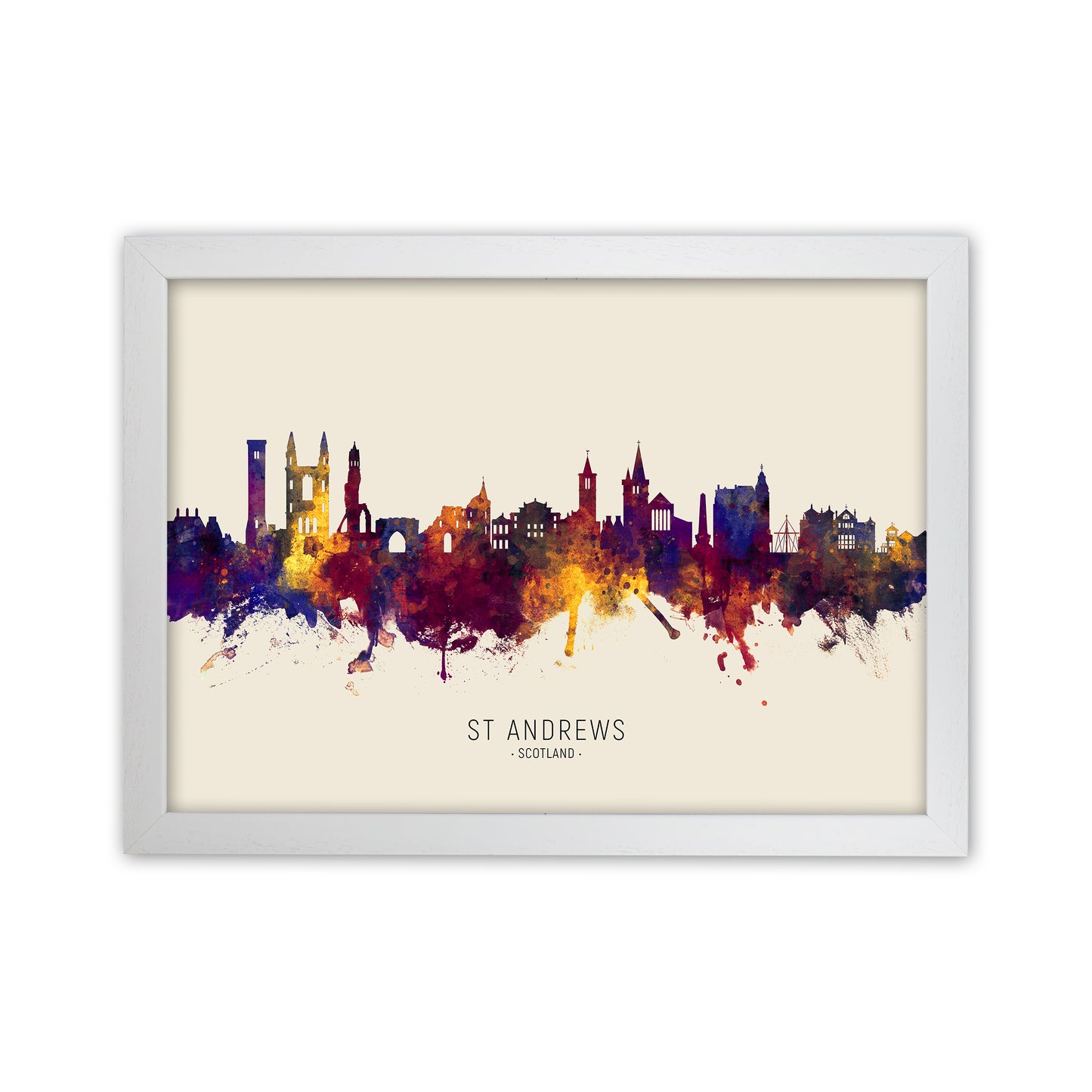 St Andrews Scotland Skyline Autumn City Name Art Print by Michael Tompsett White Grain