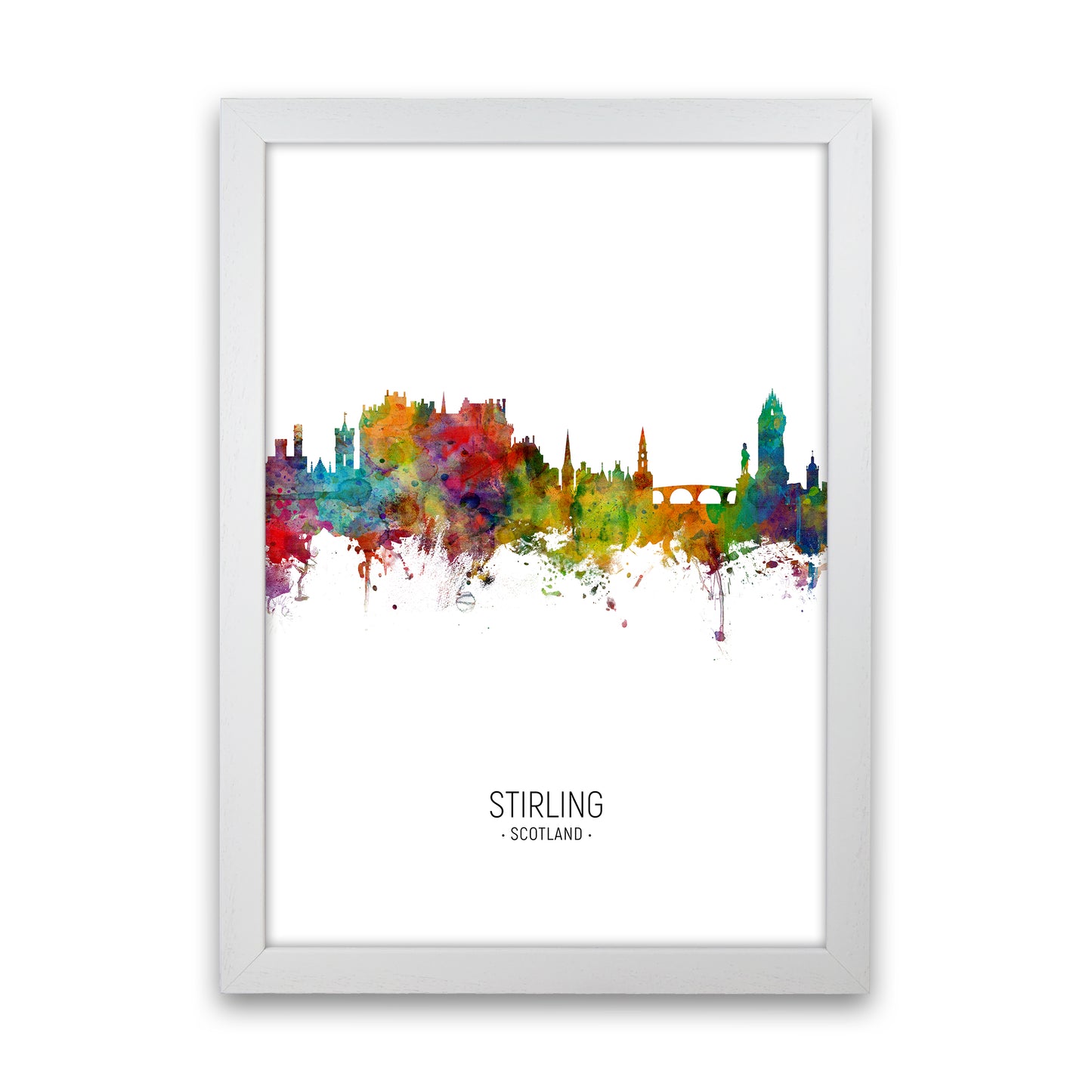 Stirling Scotland Skyline Portrait Art Print by Michael Tompsett White Grain