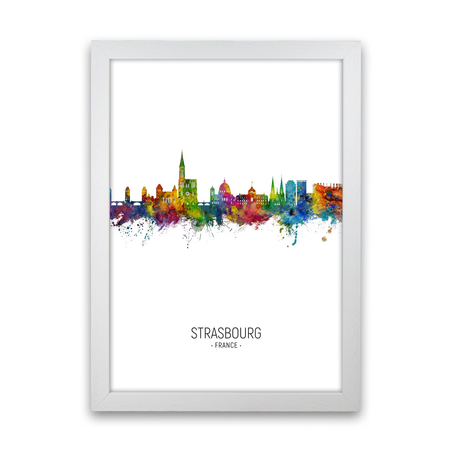 Strasbourg France Skyline Portrait Art Print by Michael Tompsett White Grain