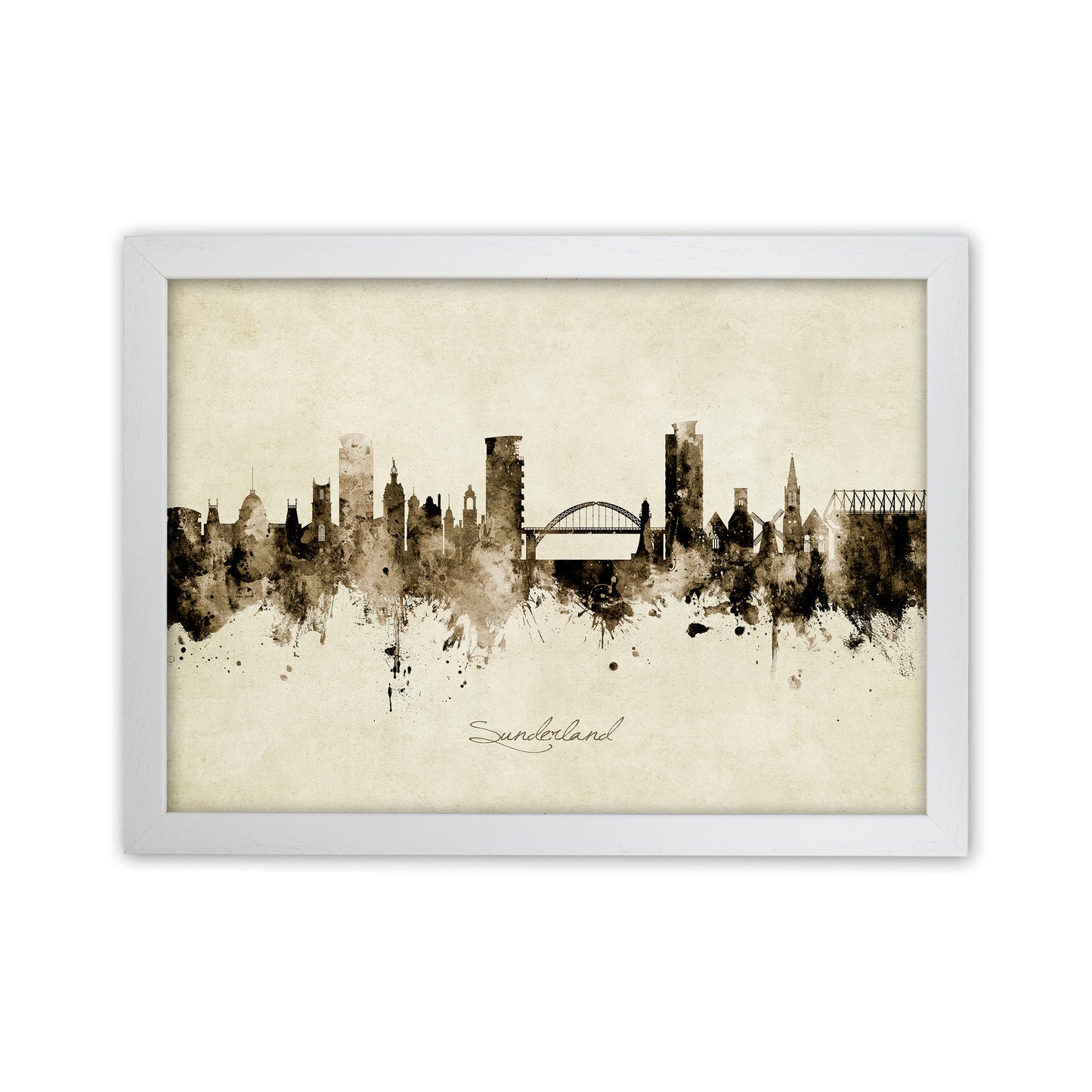 Sunderland England Skyline Vintage Art Print by Michael Tompsett White Grain