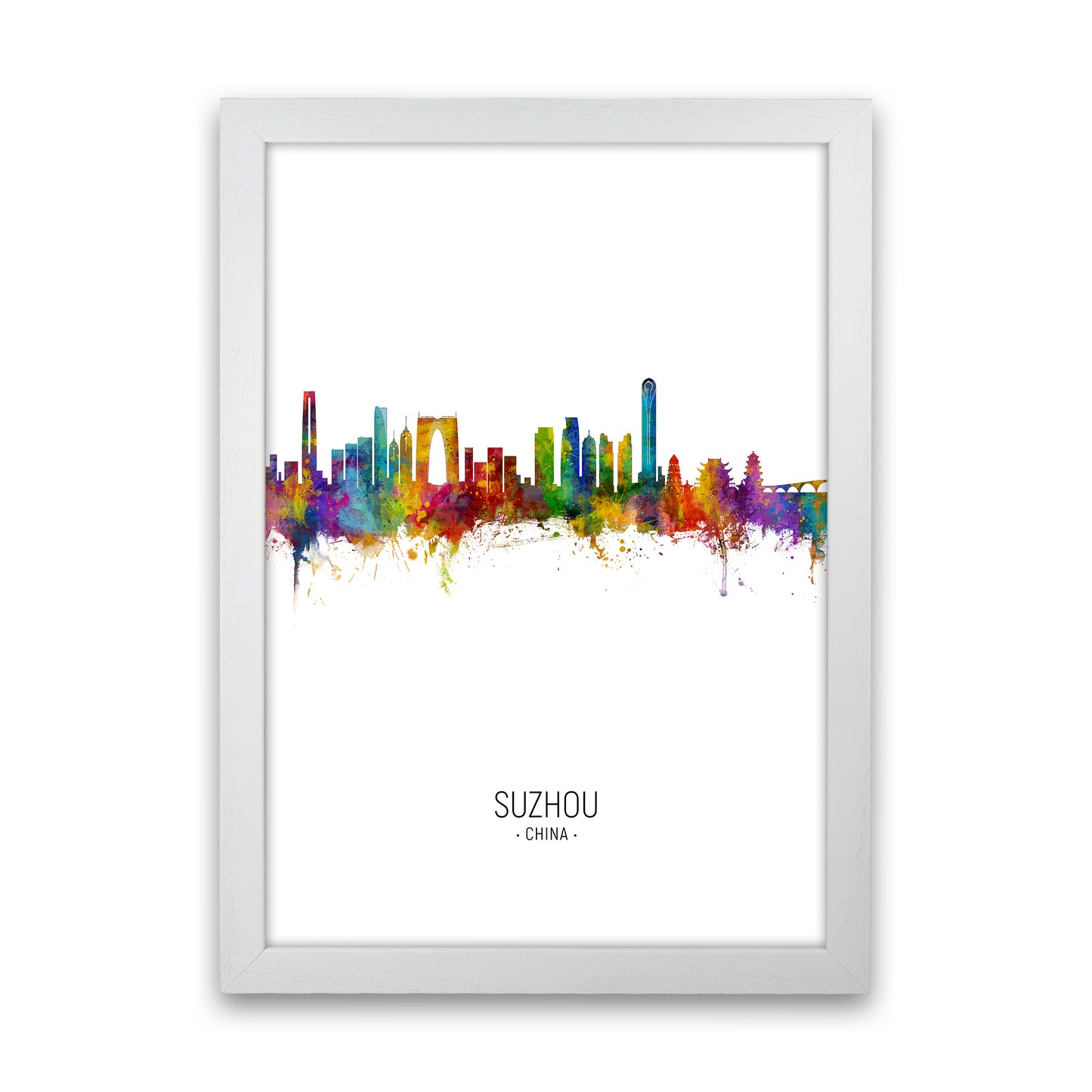 Suzhou China Skyline Portrait Art Print by Michael Tompsett White Grain
