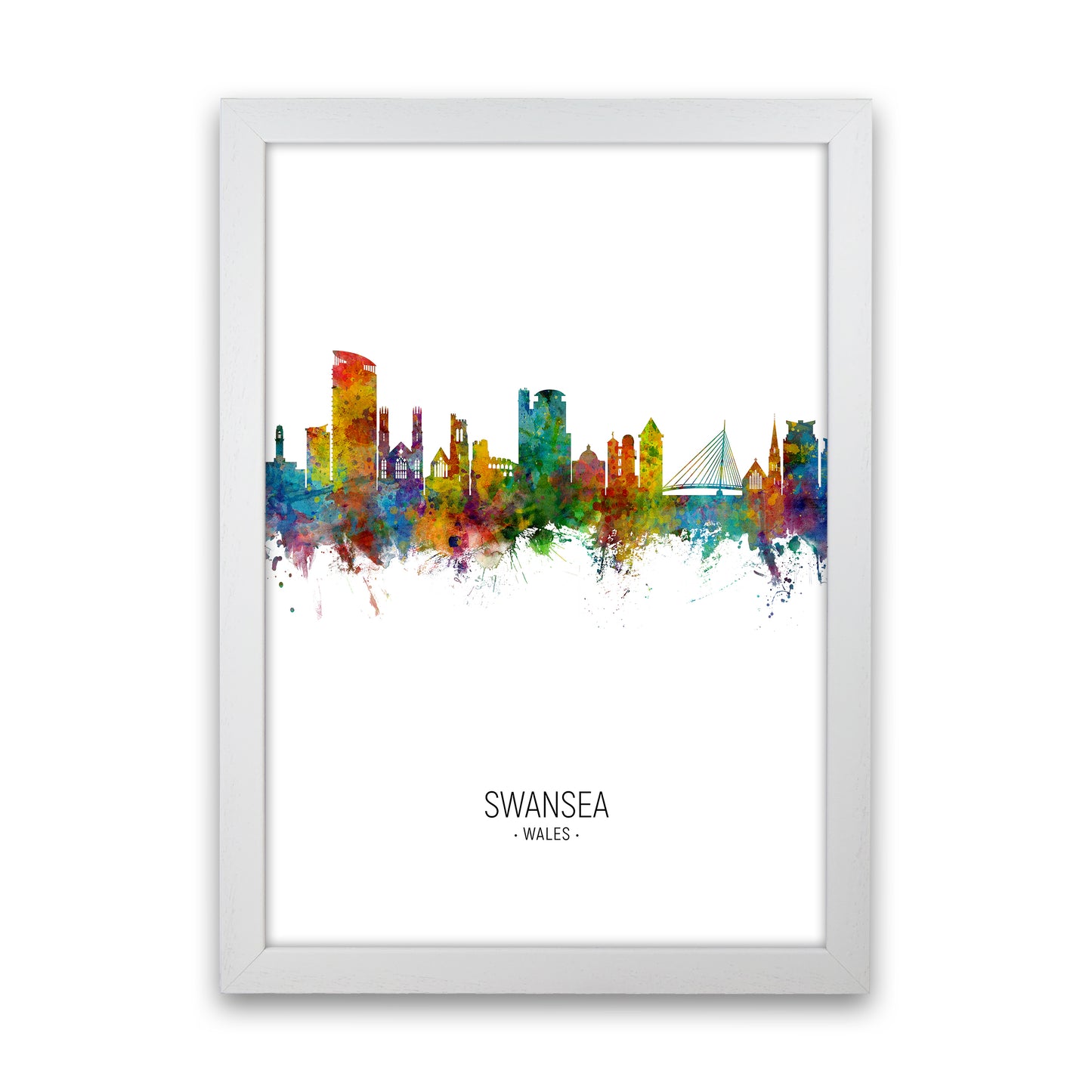 Swansea Wales Skyline Portrait Art Print by Michael Tompsett White Grain