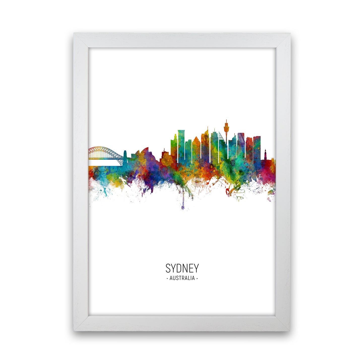 Sydney Australia Skyline Portrait Art Print by Michael Tompsett White Grain