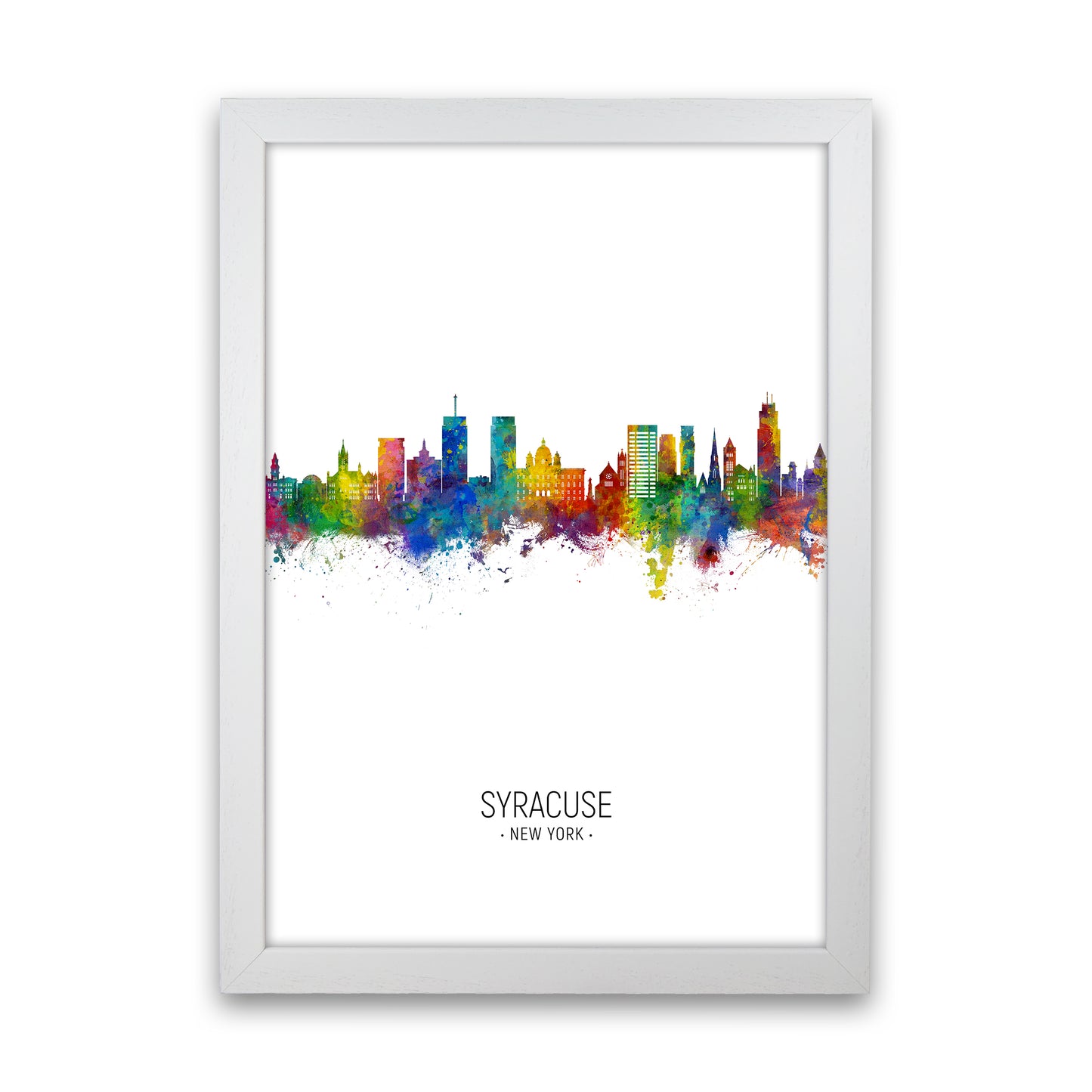 Syracuse New York Skyline Portrait Art Print by Michael Tompsett White Grain