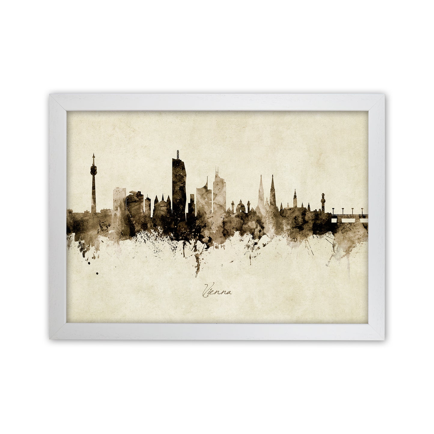 Vienna Austria Skyline Vintage Art Print by Michael Tompsett White Grain