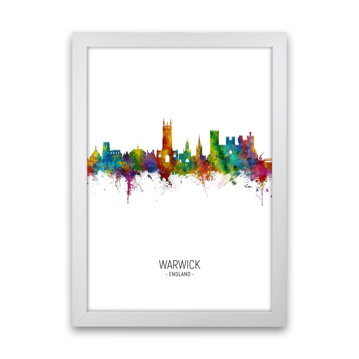 Warwick England Skyline Portrait Art Print by Michael Tompsett White Grain