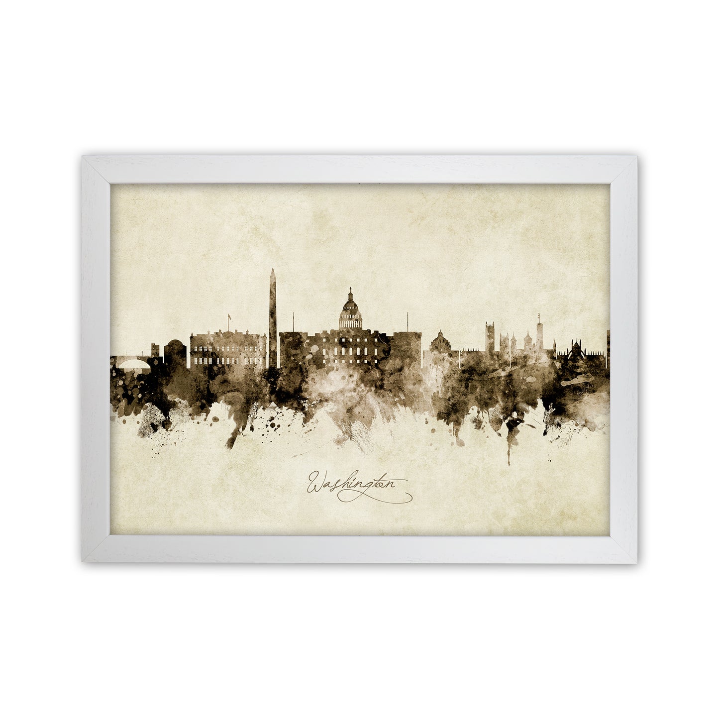 Washington Dc Skyline Vintage Art Print by Michael Tompsett White Grain