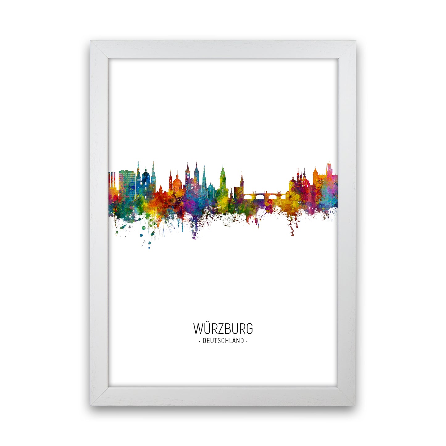 Wurzburg Deutschland Skyline Portrait Art Print by Michael Tompsett White Grain