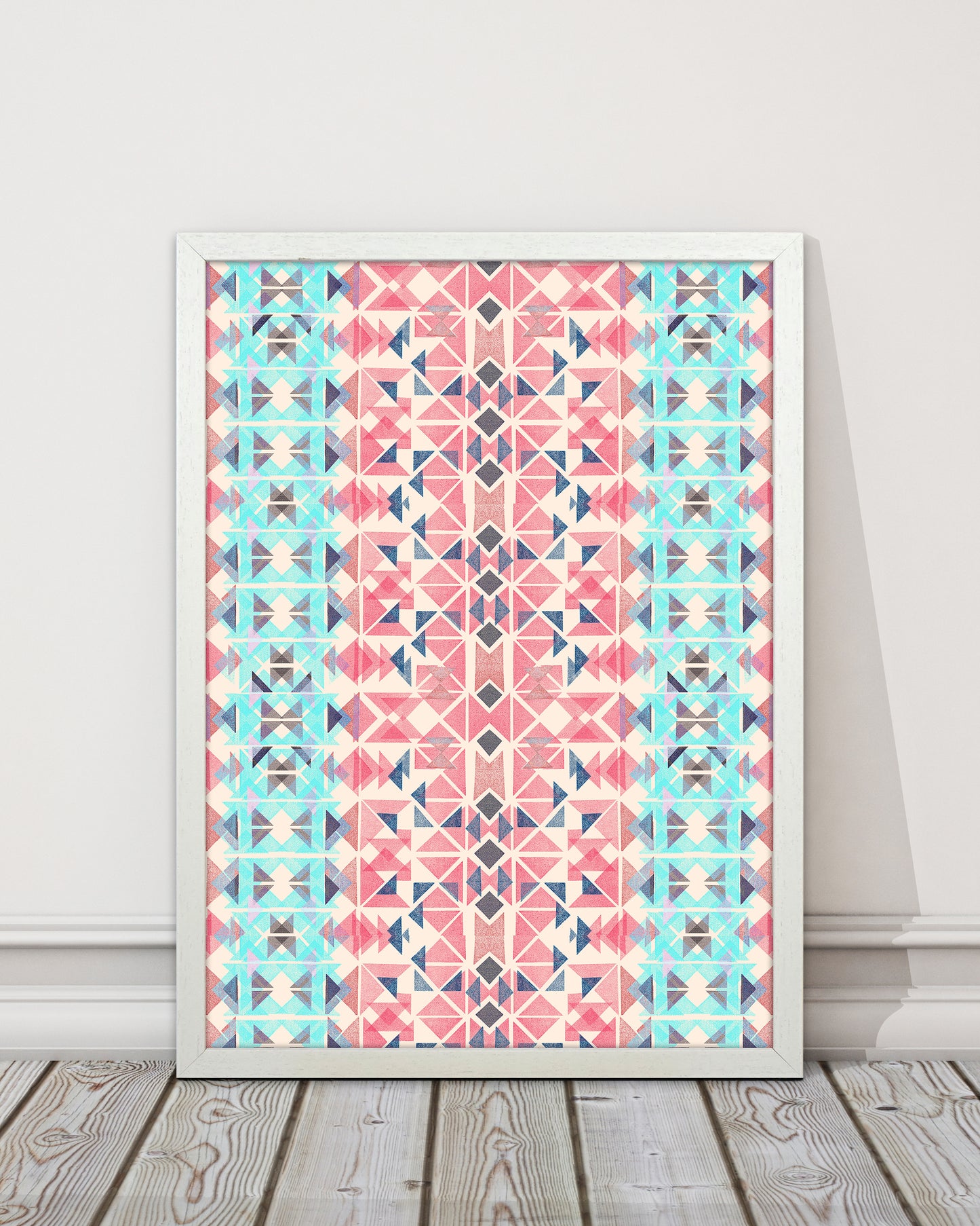 Boho Nomadic Tribal Coral Pastel Abstract Art Print by Ninola Design