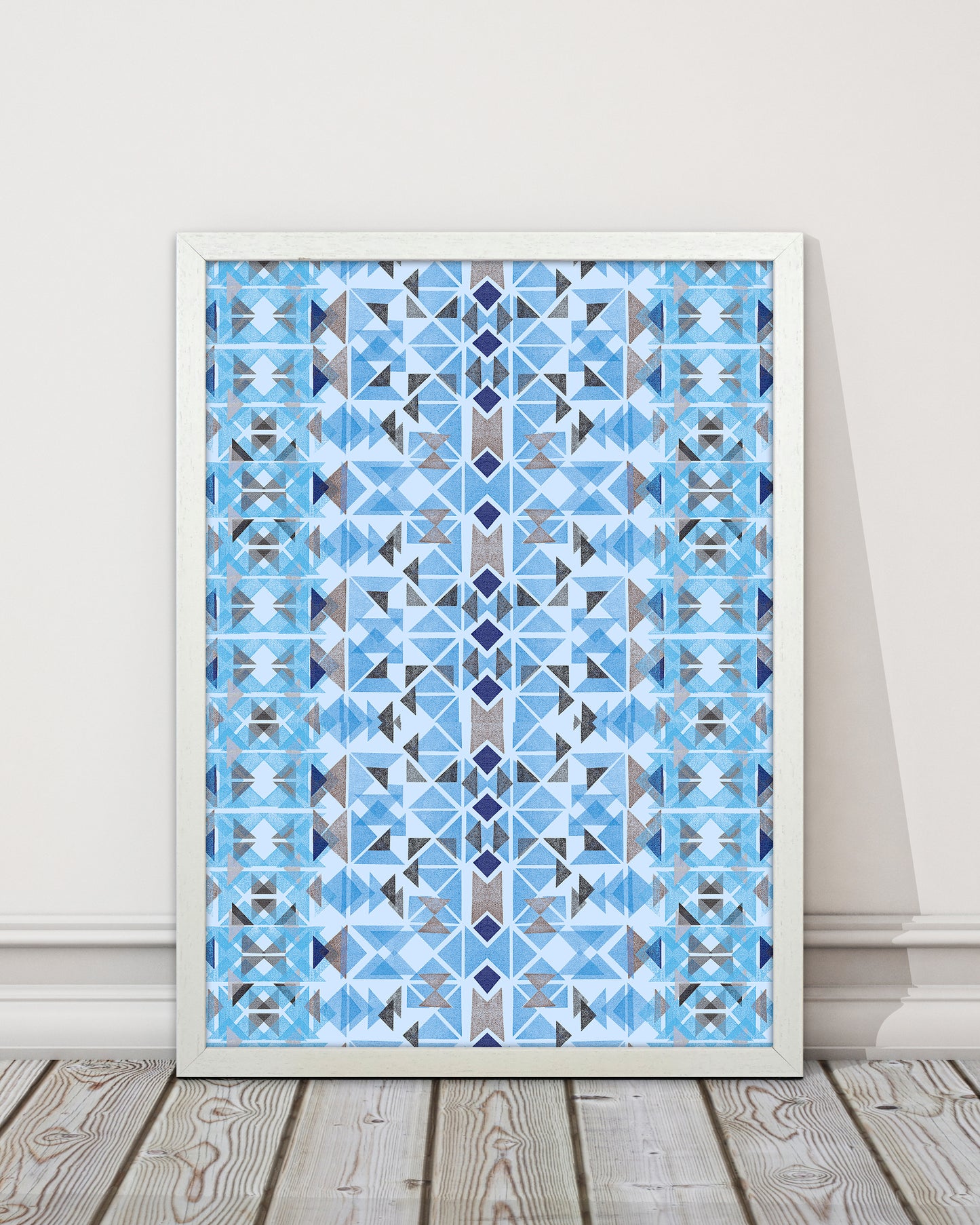 Boho Nomadic Tribal Blue Abstract Art Print by Ninola Design