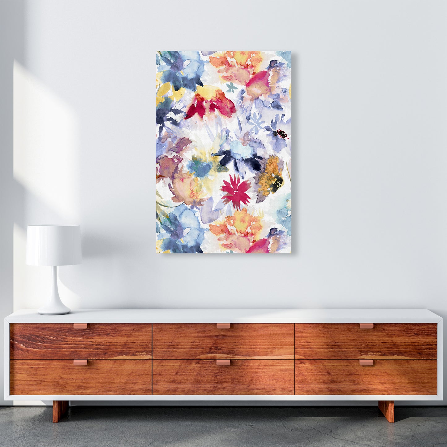 Watercolor Spring Memories Multicolored Abstract Art Print by Ninola Design A1 Canvas