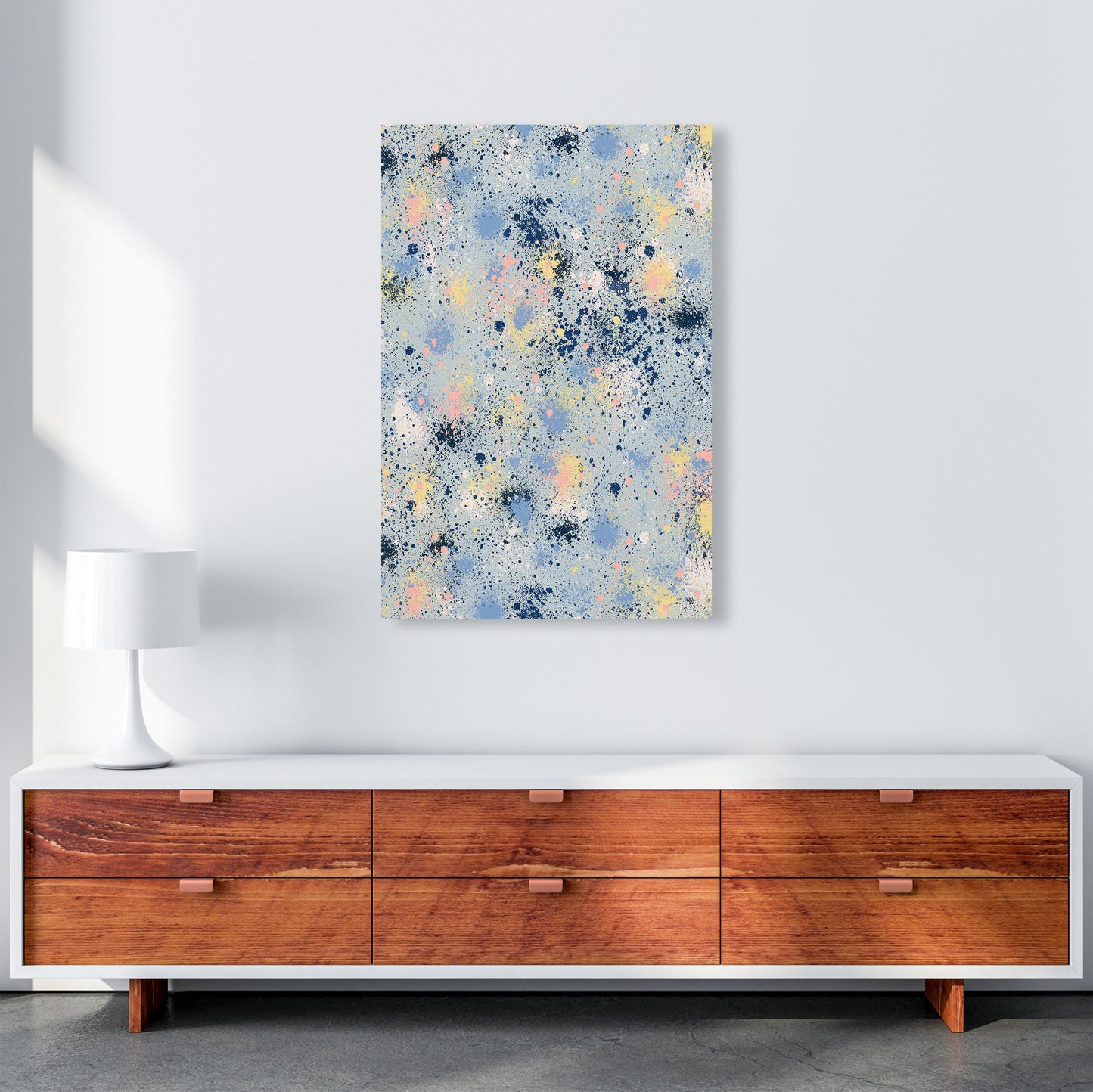 Ink Dust Blue Abstract Art Print by Ninola Design A1 Canvas
