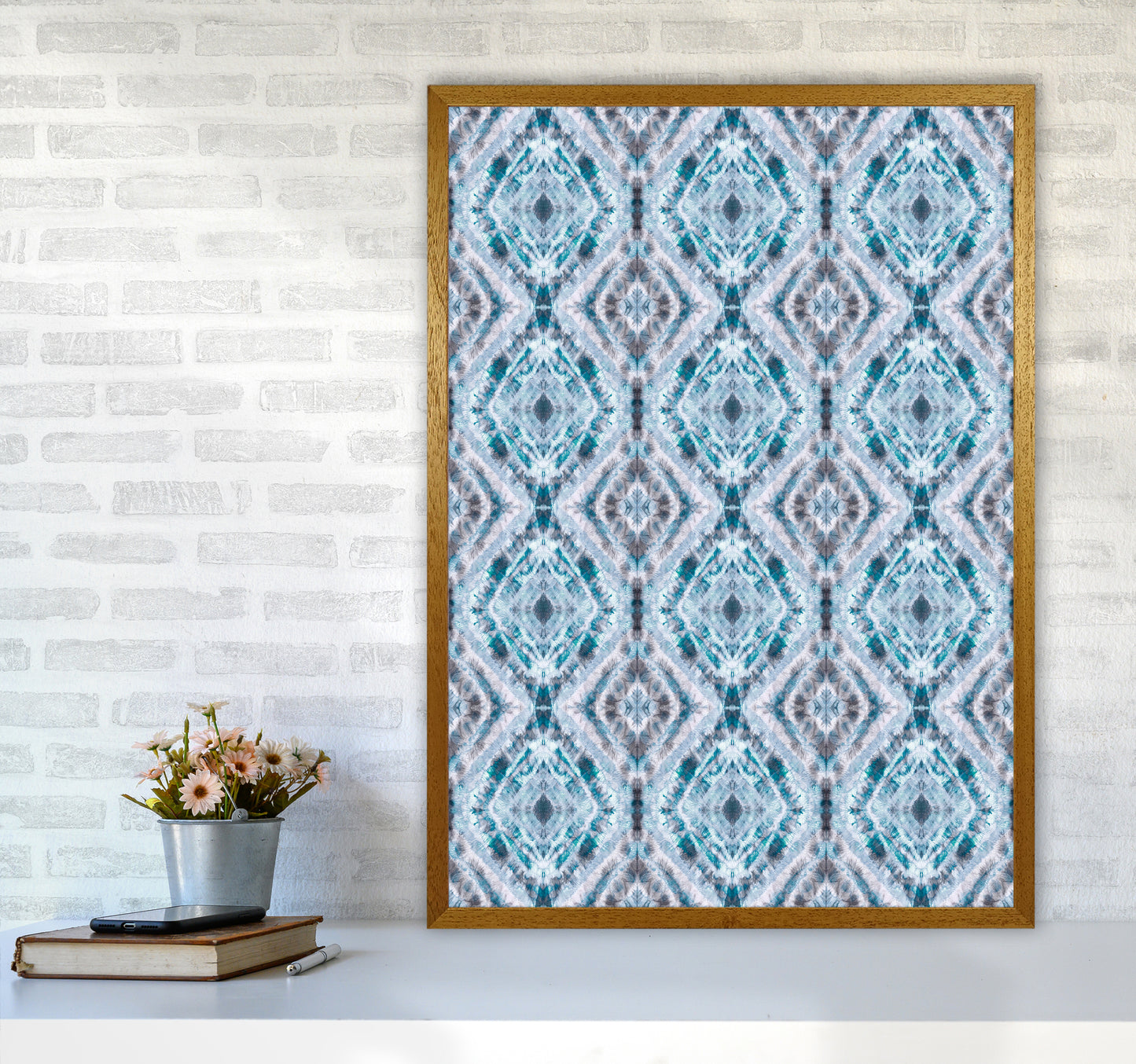 Boho Shibori Blue Abstract Art Print by Ninola Design A1 Print Only