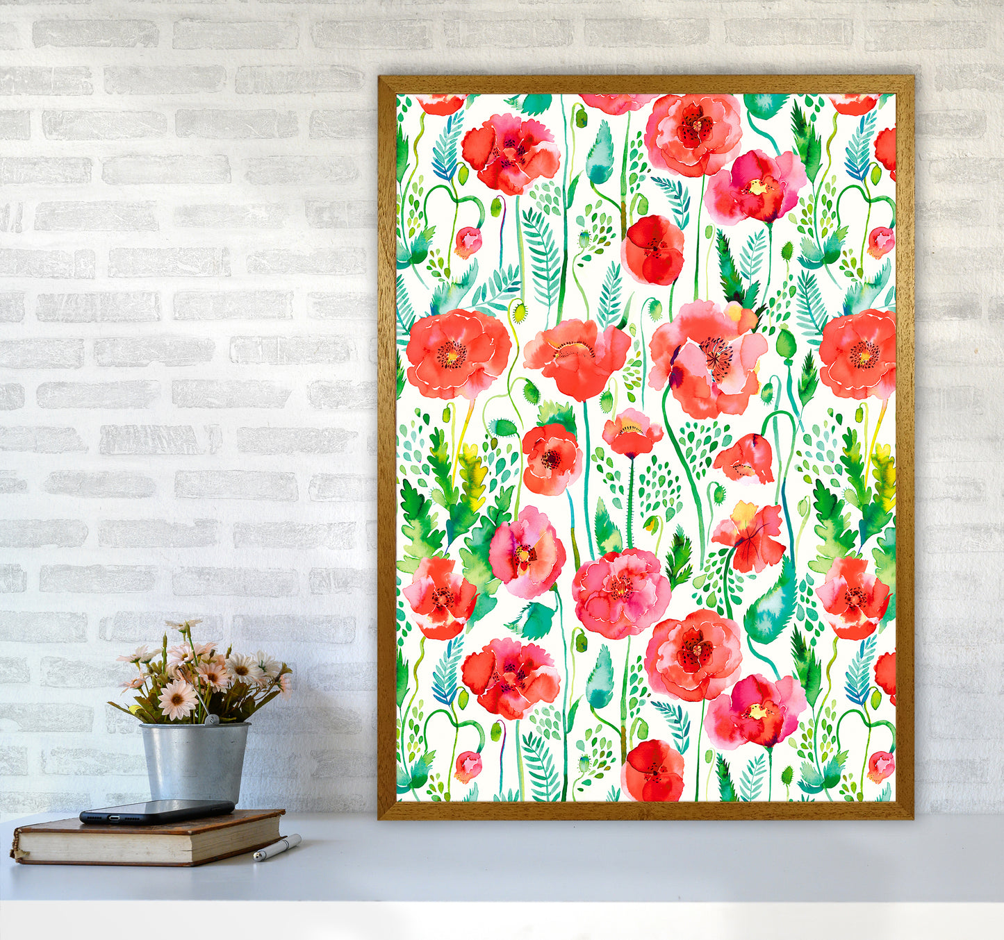 Poppies Red Abstract Art Print by Ninola Design A1 Print Only