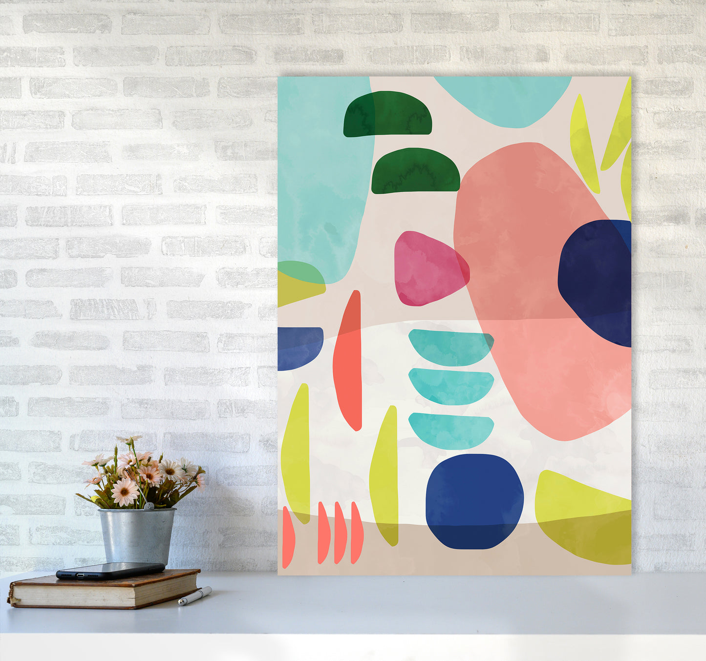 Organic Bold Shapes Abstract Art Print by Ninola Design A1 Black Frame