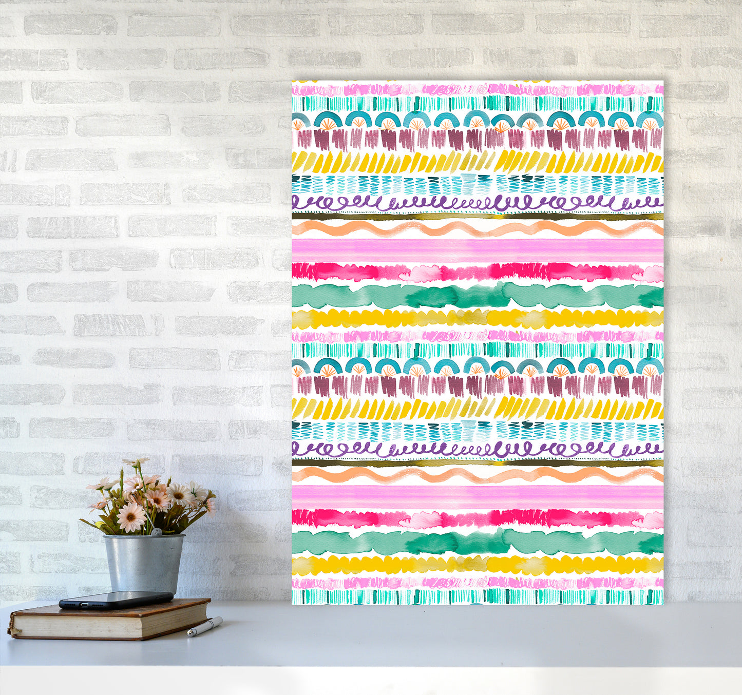 Garlands Tribal Abstract Art Print by Ninola Design A1 Black Frame