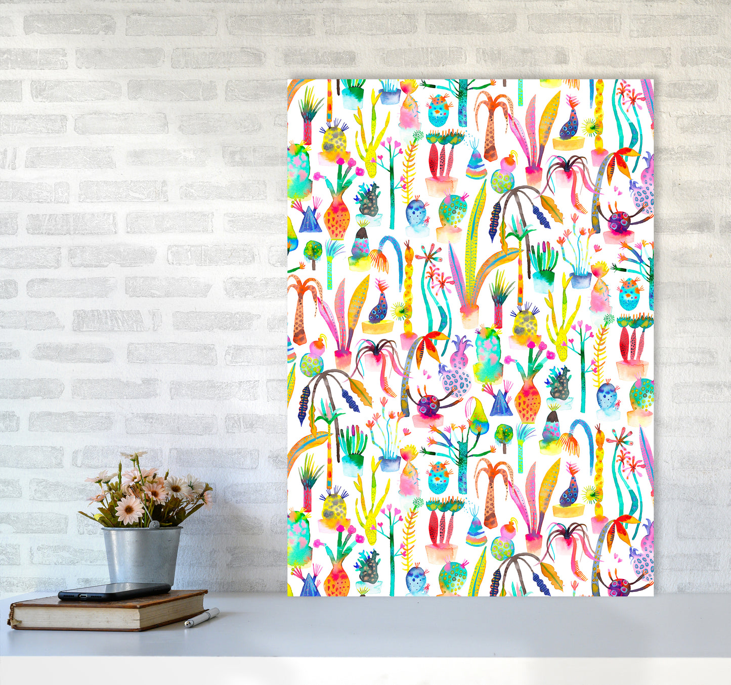 Lush Garden Abstract Art Print by Ninola Design A1 Black Frame