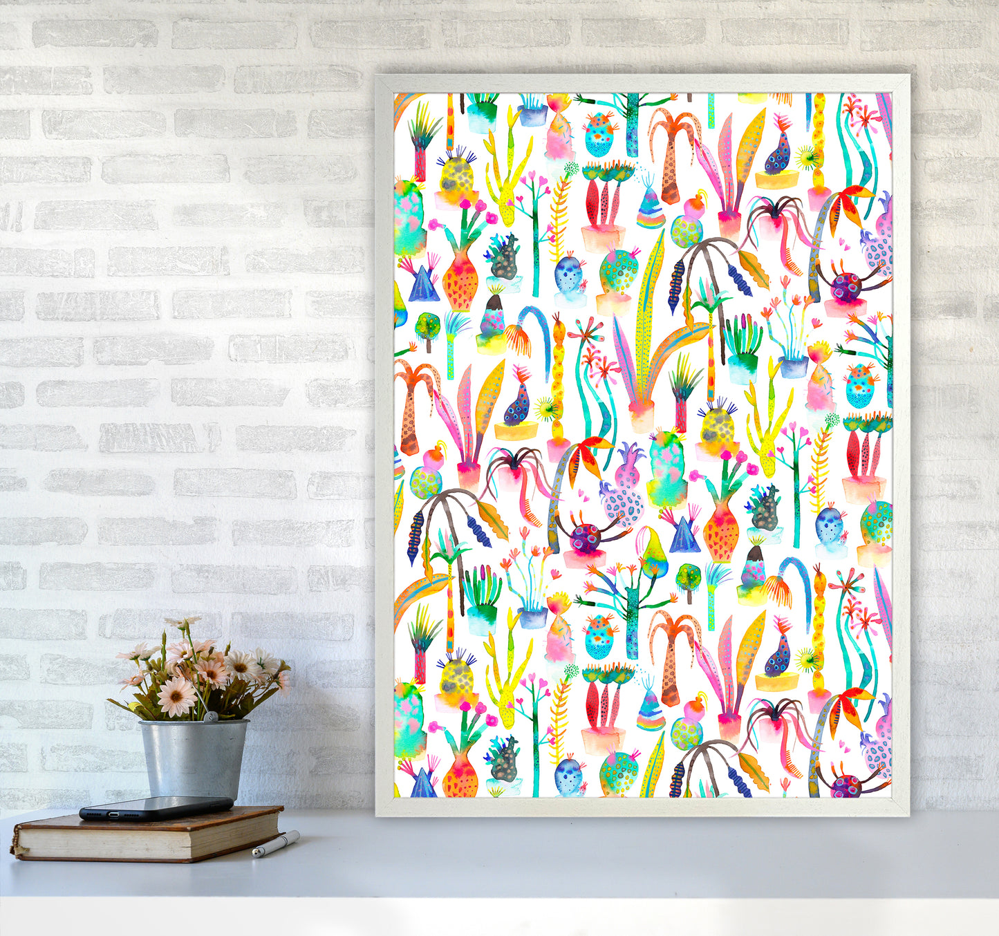 Lush Garden Abstract Art Print by Ninola Design A1 Oak Frame