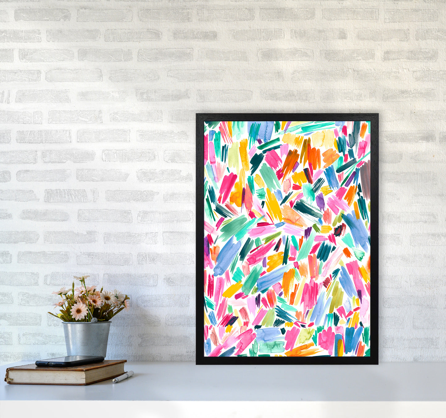 Artist Simple Pleasure Abstract Art Print by Ninola Design A2 White Frame