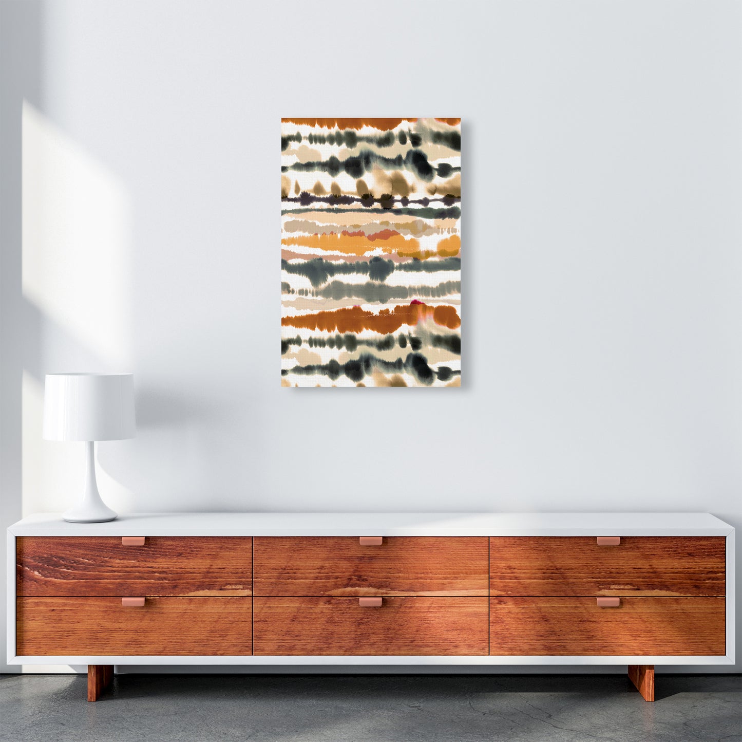 Soft Nautical Watercolor Lines Brown Abstract Art Print by Ninola Design A2 Canvas