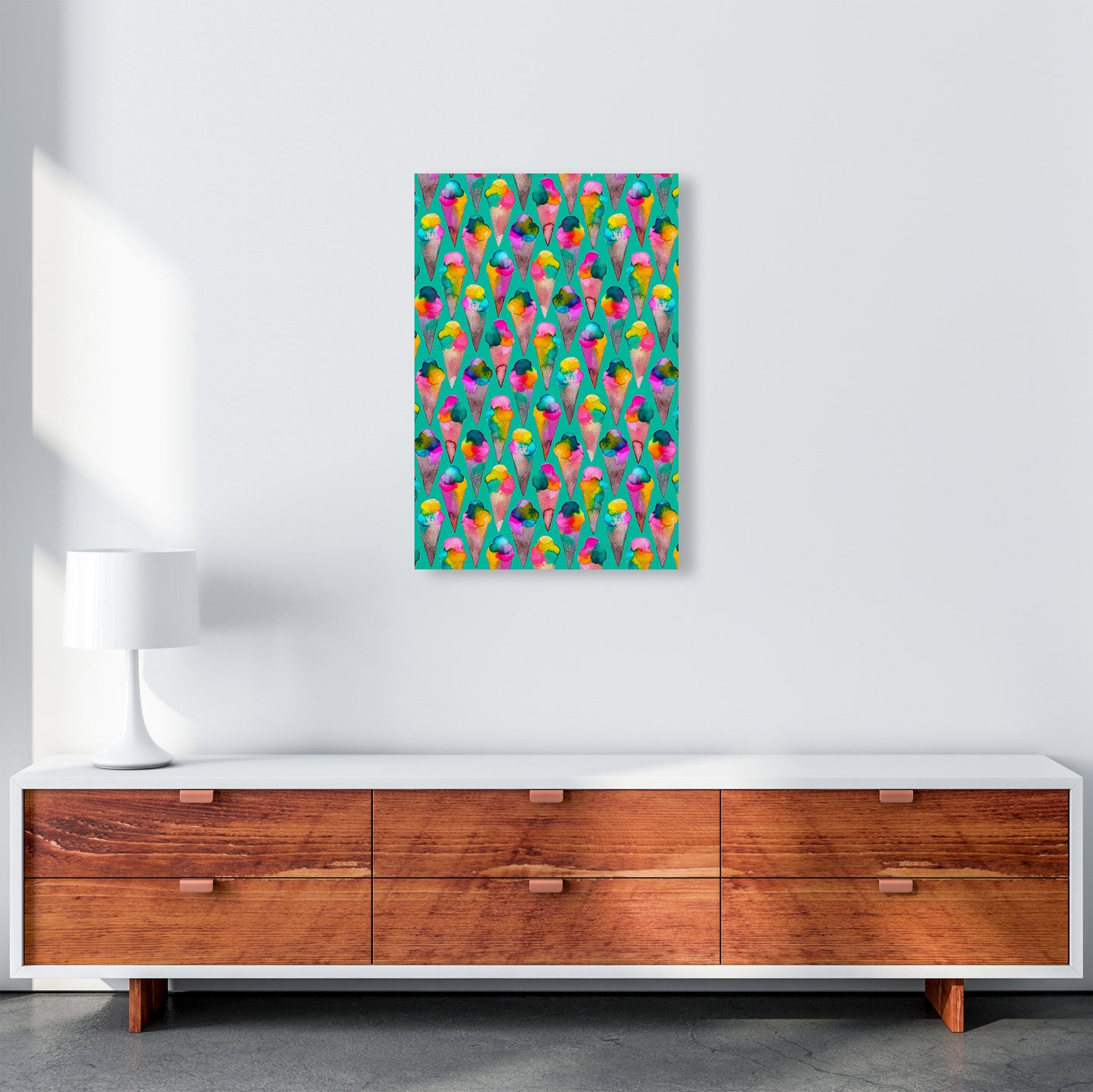 Cute Ice Creams Kids Abstract Art Print by Ninola Design A2 Canvas