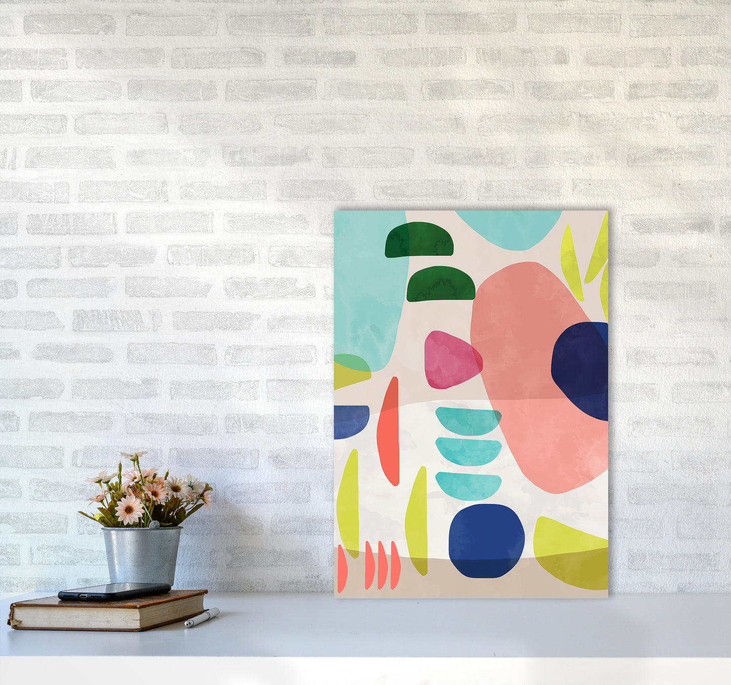 Organic Bold Shapes Abstract Art Print by Ninola Design A2 Black Frame
