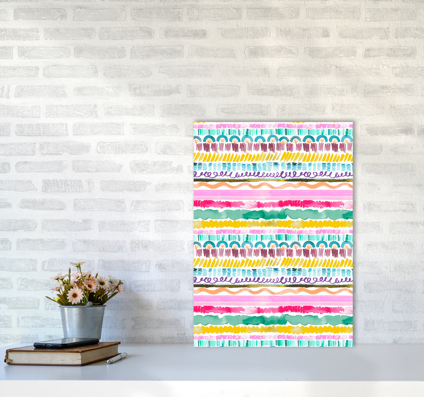Garlands Tribal Abstract Art Print by Ninola Design A2 Black Frame