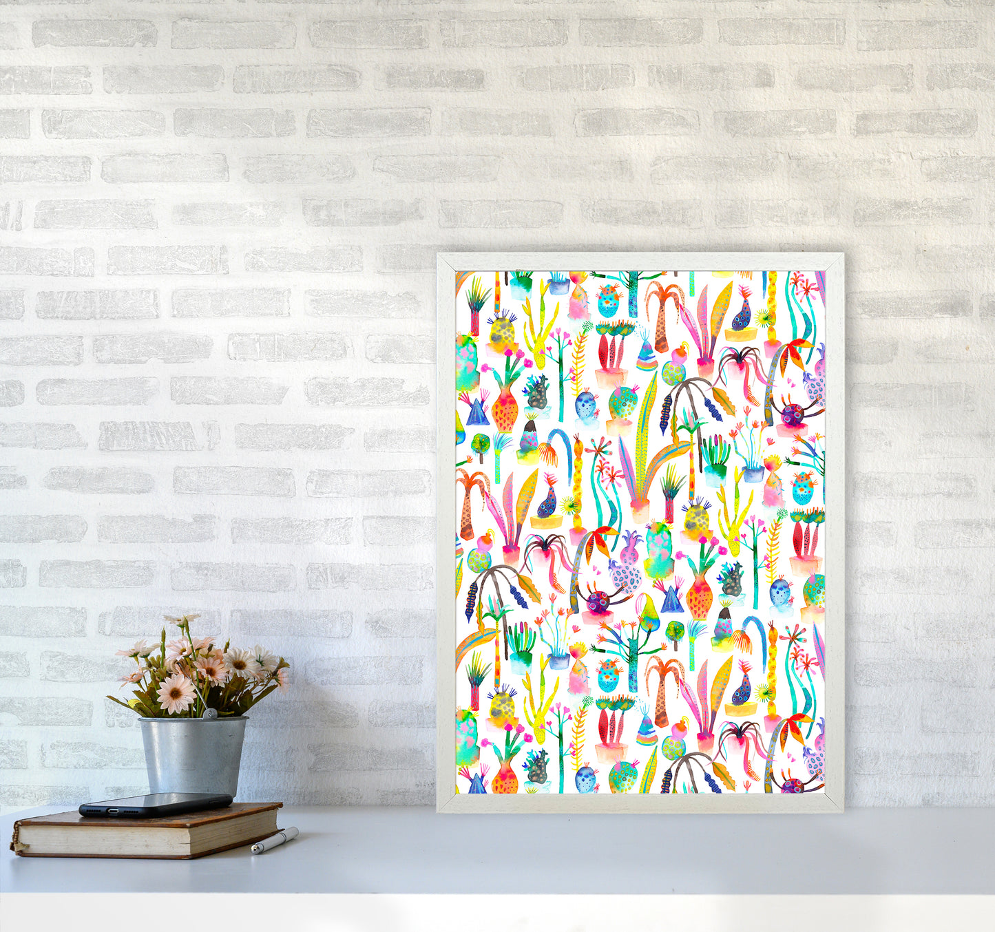 Lush Garden Abstract Art Print by Ninola Design A2 Oak Frame