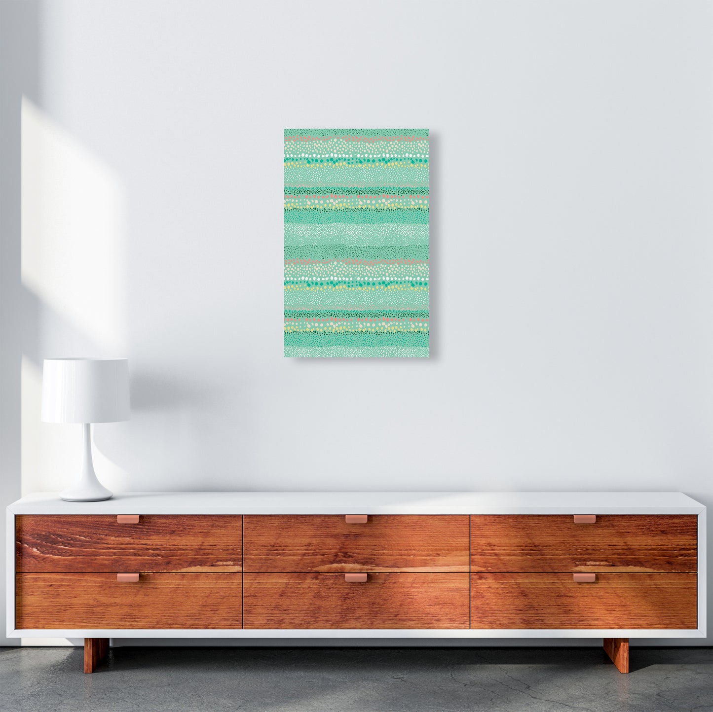 Little Textured Minimal Dots Green Abstract Art Print by Ninola Design A3 Canvas