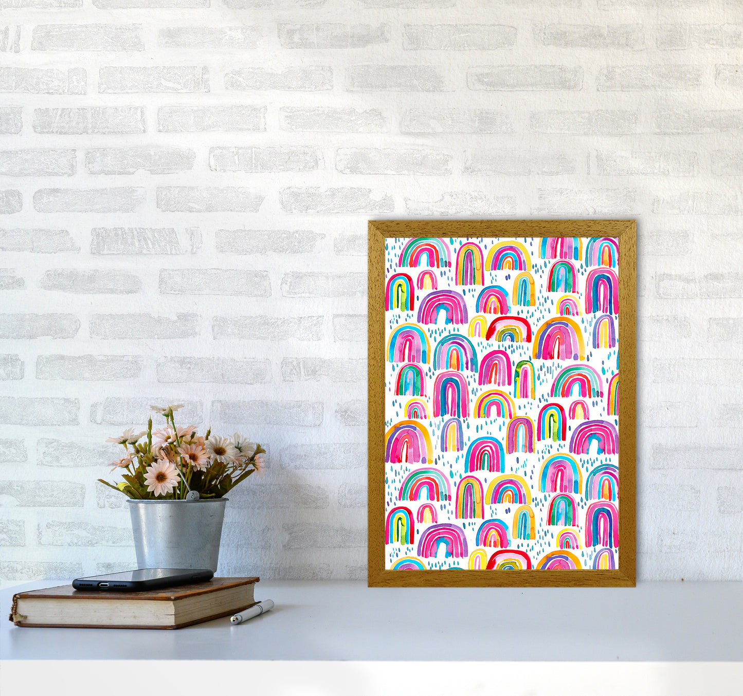 Cute Watercolor Rainbows Abstract Art Print by Ninola Design A3 Print Only