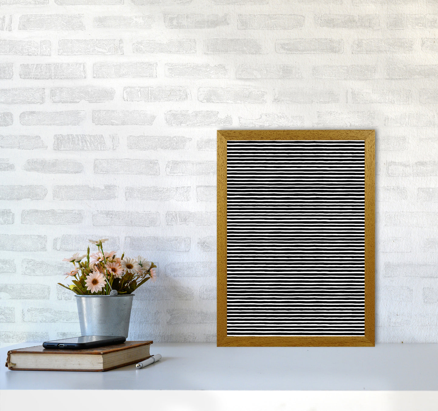 Marker Black Stripes Abstract Art Print by Ninola Design A3 Print Only