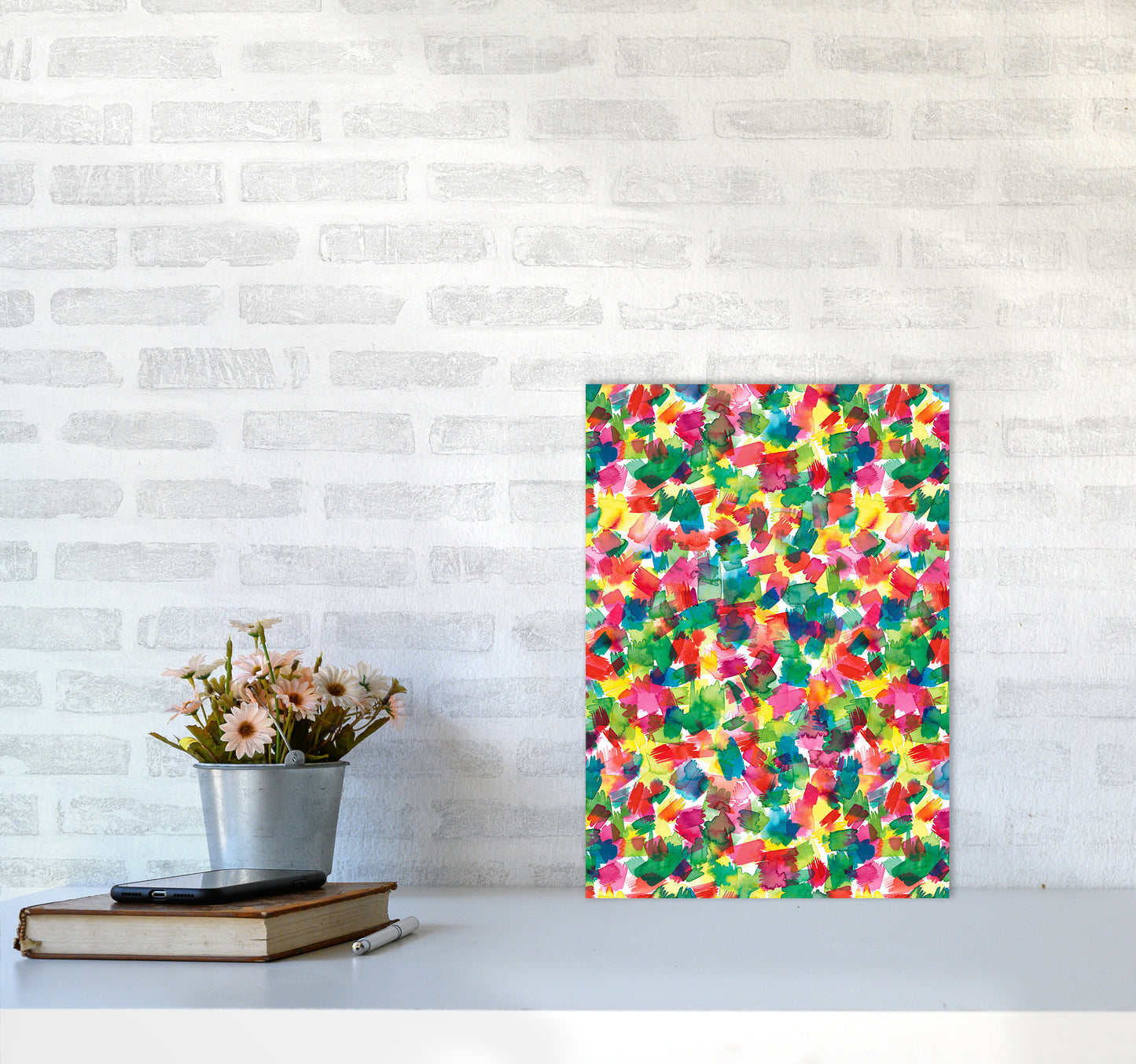 Spring Colors Multicolored Abstract Art Print by Ninola Design A3 Black Frame