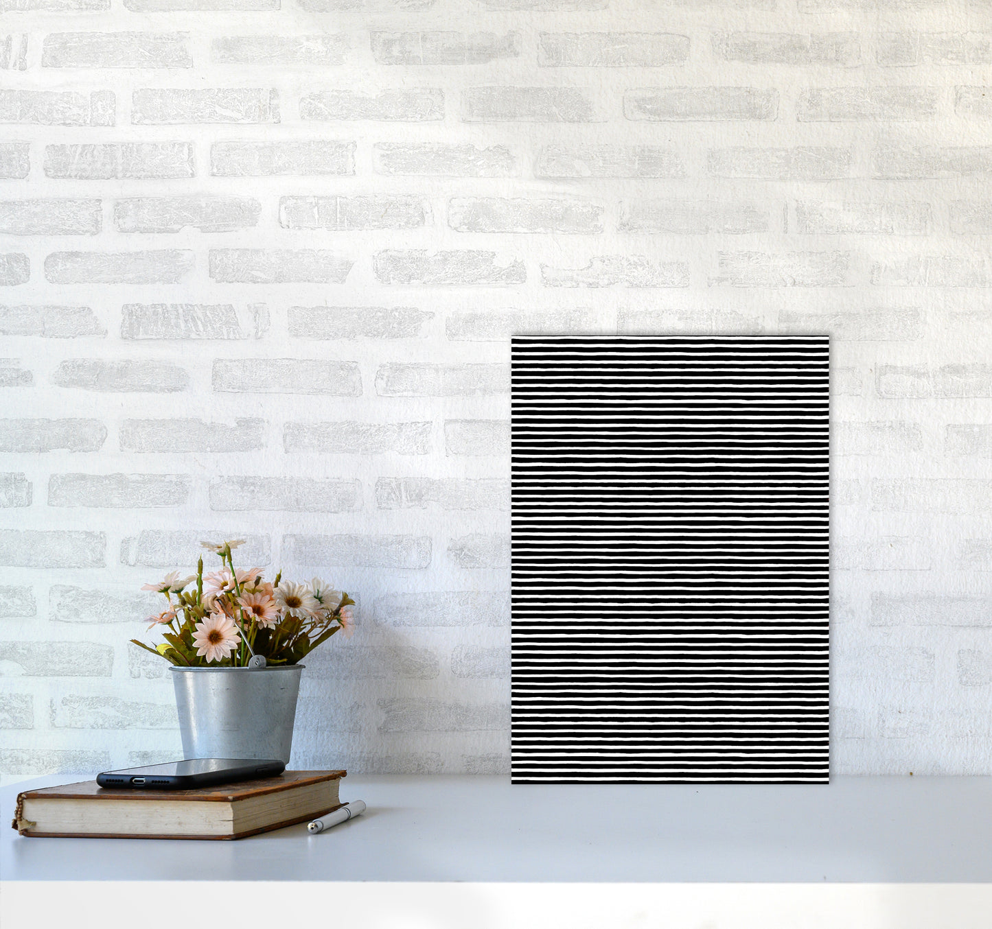Marker Black Stripes Abstract Art Print by Ninola Design A3 Black Frame