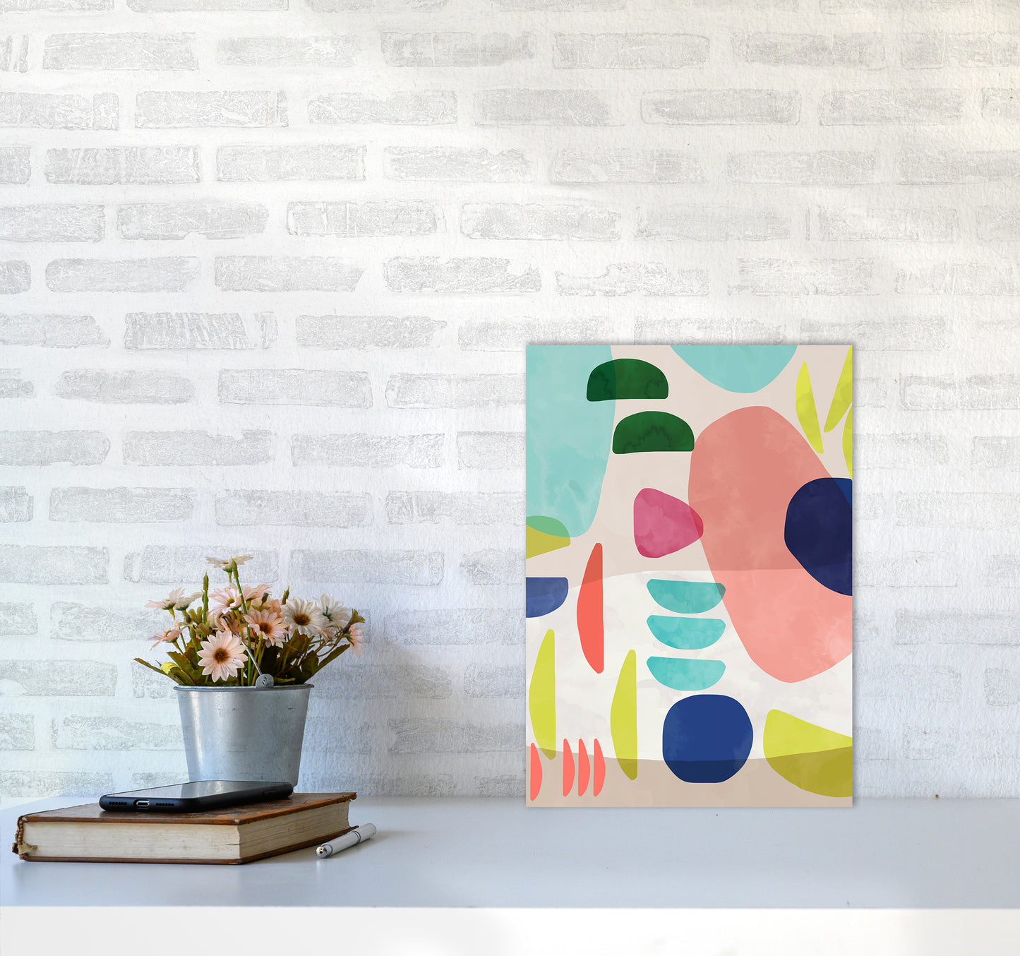 Organic Bold Shapes Abstract Art Print by Ninola Design A3 Black Frame