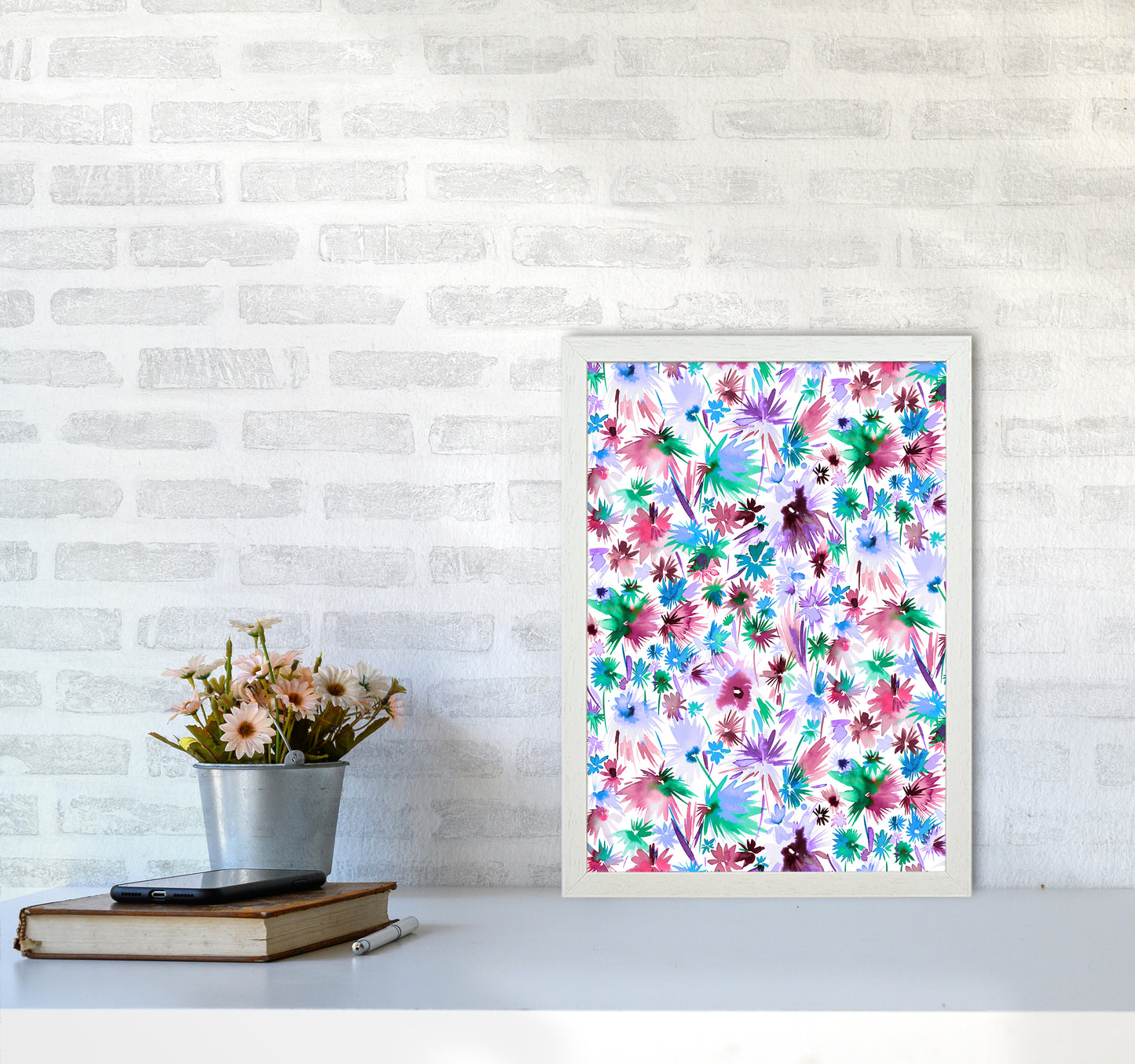 Abstract Jungle Colors Abstract Art Print by Ninola Design A3 Oak Frame