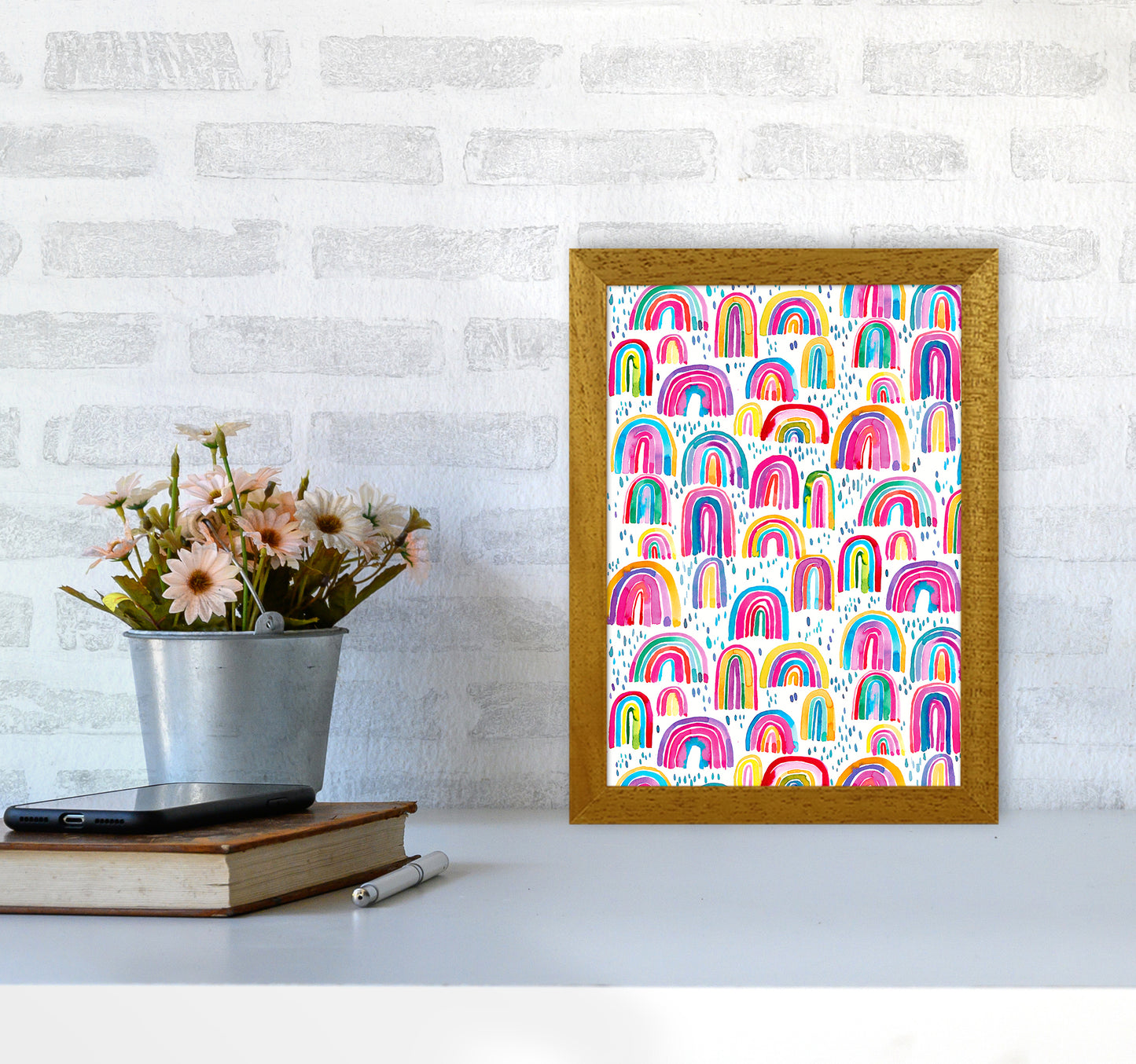 Cute Watercolor Rainbows Abstract Art Print by Ninola Design A4 Print Only