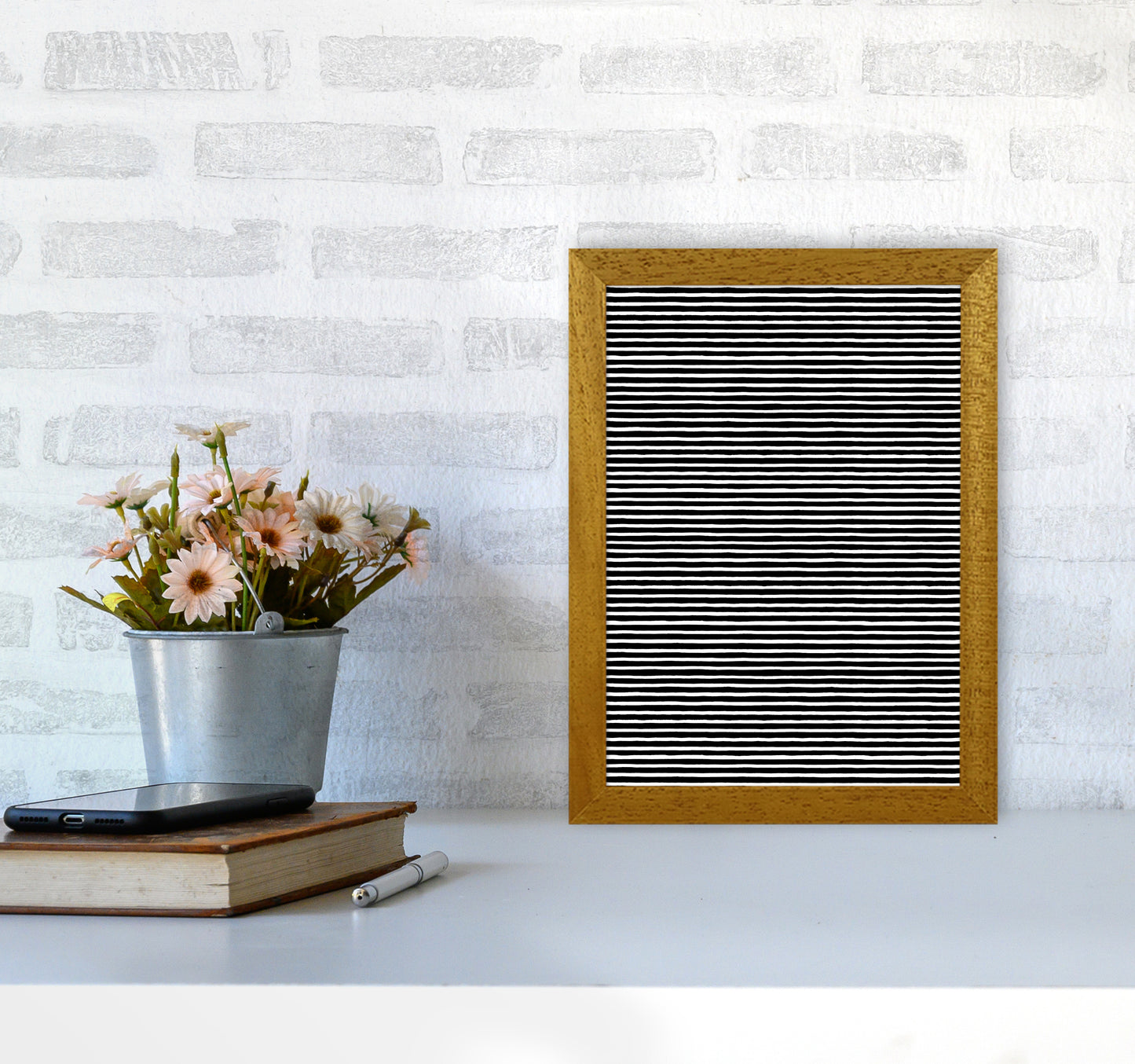Marker Black Stripes Abstract Art Print by Ninola Design A4 Print Only