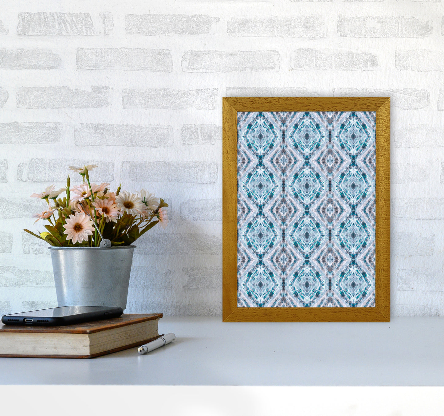 Boho Shibori Blue Abstract Art Print by Ninola Design A4 Print Only