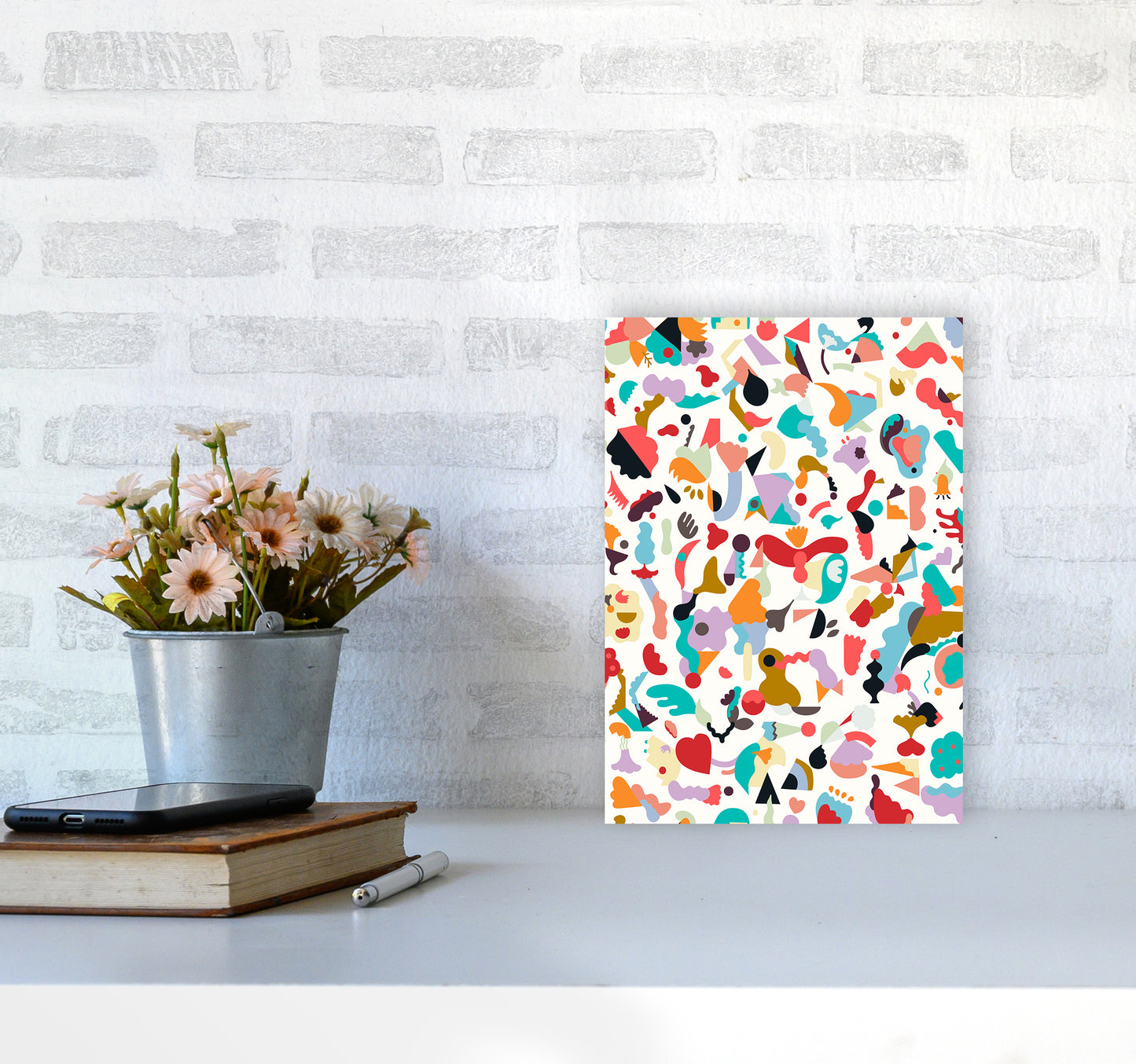 Dreamy Animal Shapes White Abstract Art Print by Ninola Design A4 Black Frame