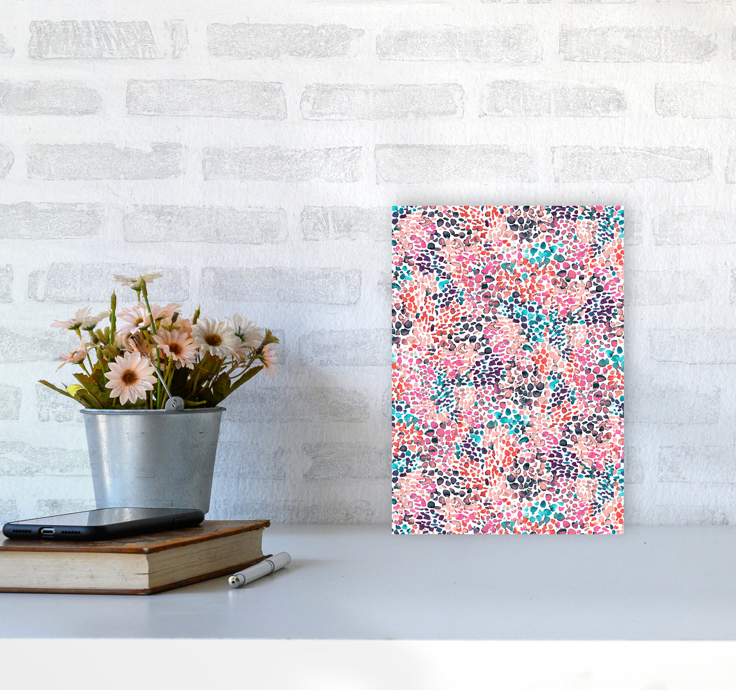 Speckled Watercolor Pink Abstract Art Print by Ninola Design A4 Black Frame