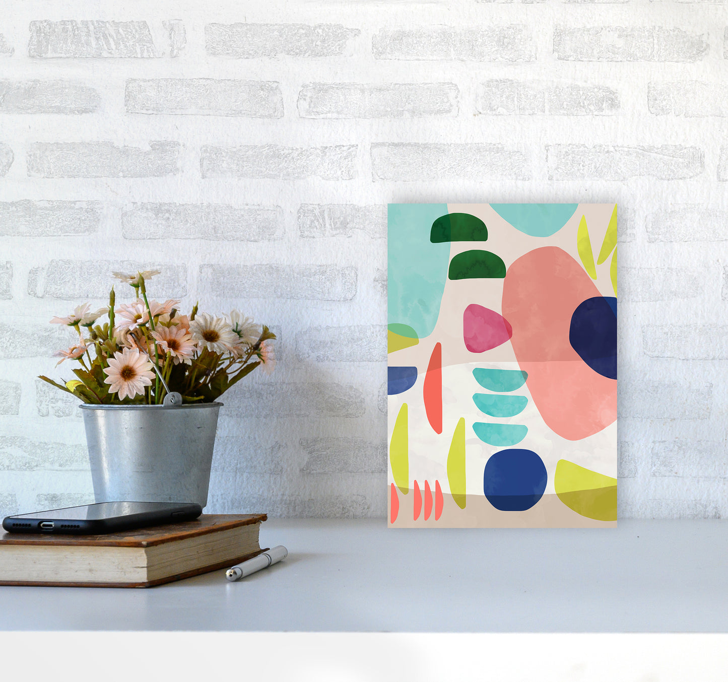 Organic Bold Shapes Abstract Art Print by Ninola Design A4 Black Frame