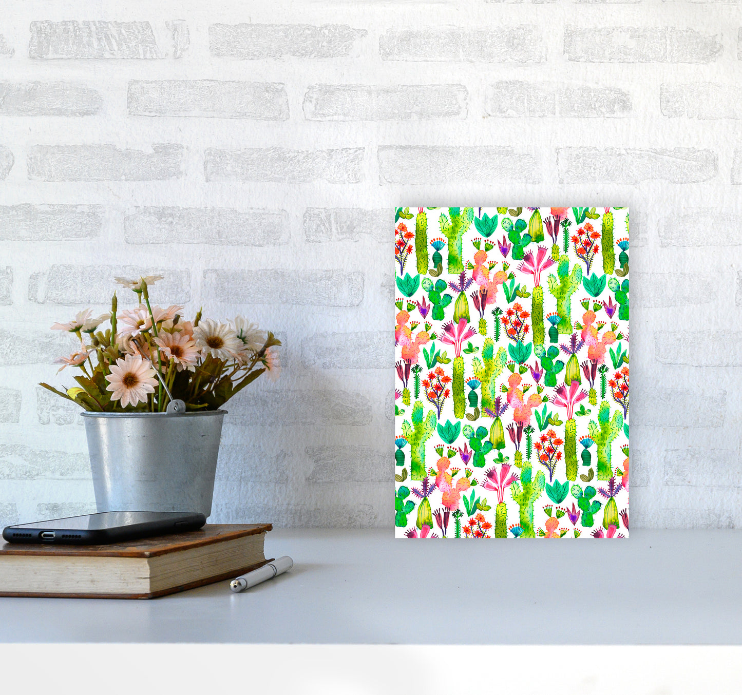 Cacti Garden Abstract Art Print by Ninola Design A4 Black Frame